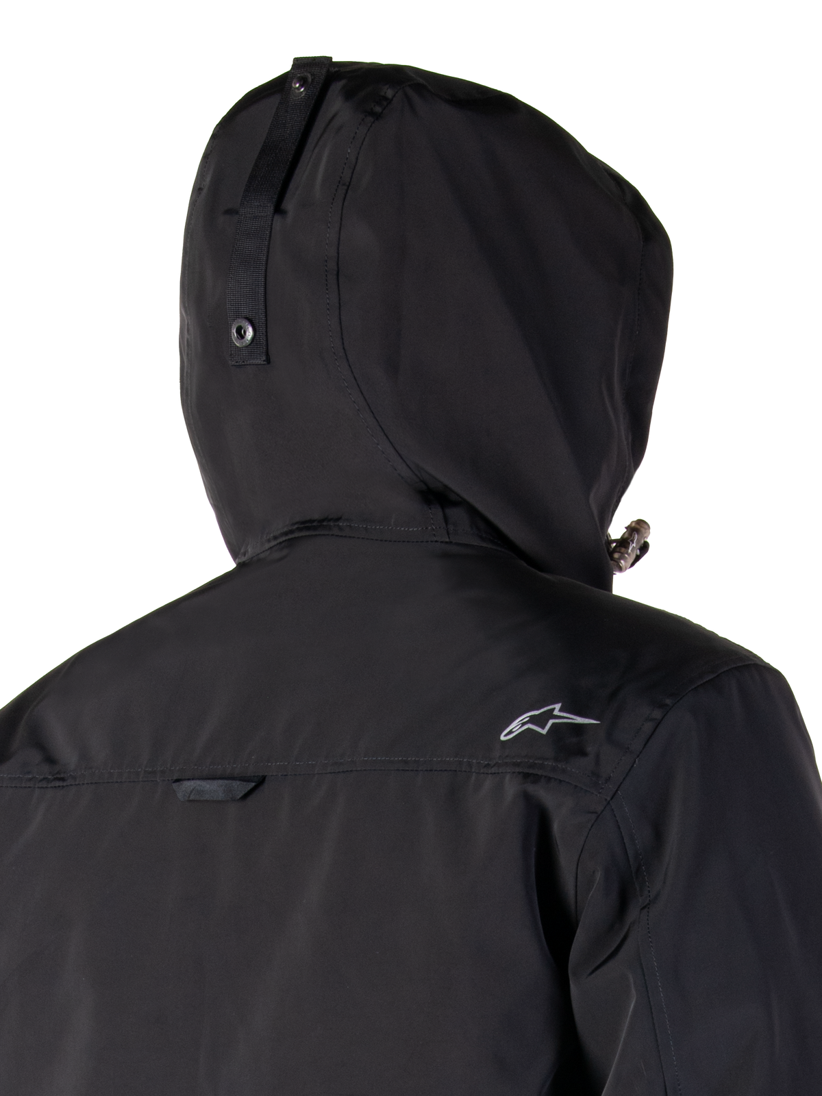 Alpinestars Parka Mootant WP, giacca da moto nera, design modulare 4 stagioni con cappuccio rimovibile, costruzione laminata impermeabile, stile urban contemporaneo