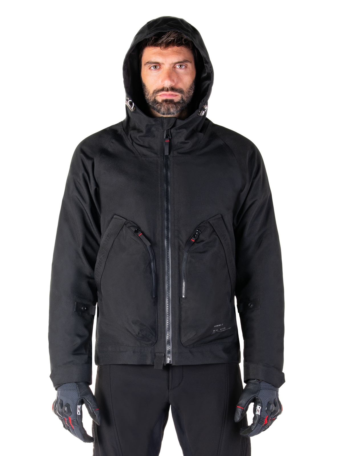 Alpinestars Parka Morush Impermeabile, giacca da moto urban da uomo, nero, in tessuto con cappuccio e tasche utility.