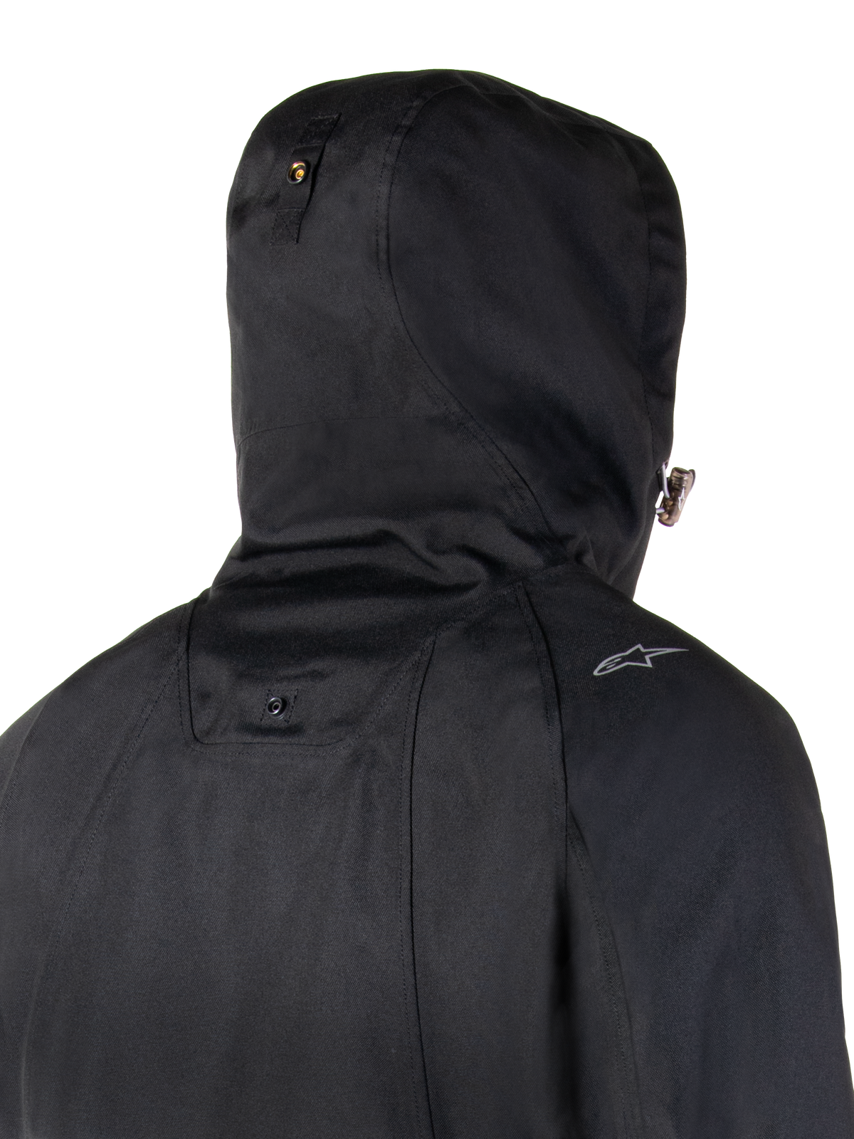 Alpinestars Parka Morush Impermeabile, giacca da moto urban, nero, con cappuccio antitempesta e bottone a pressione.