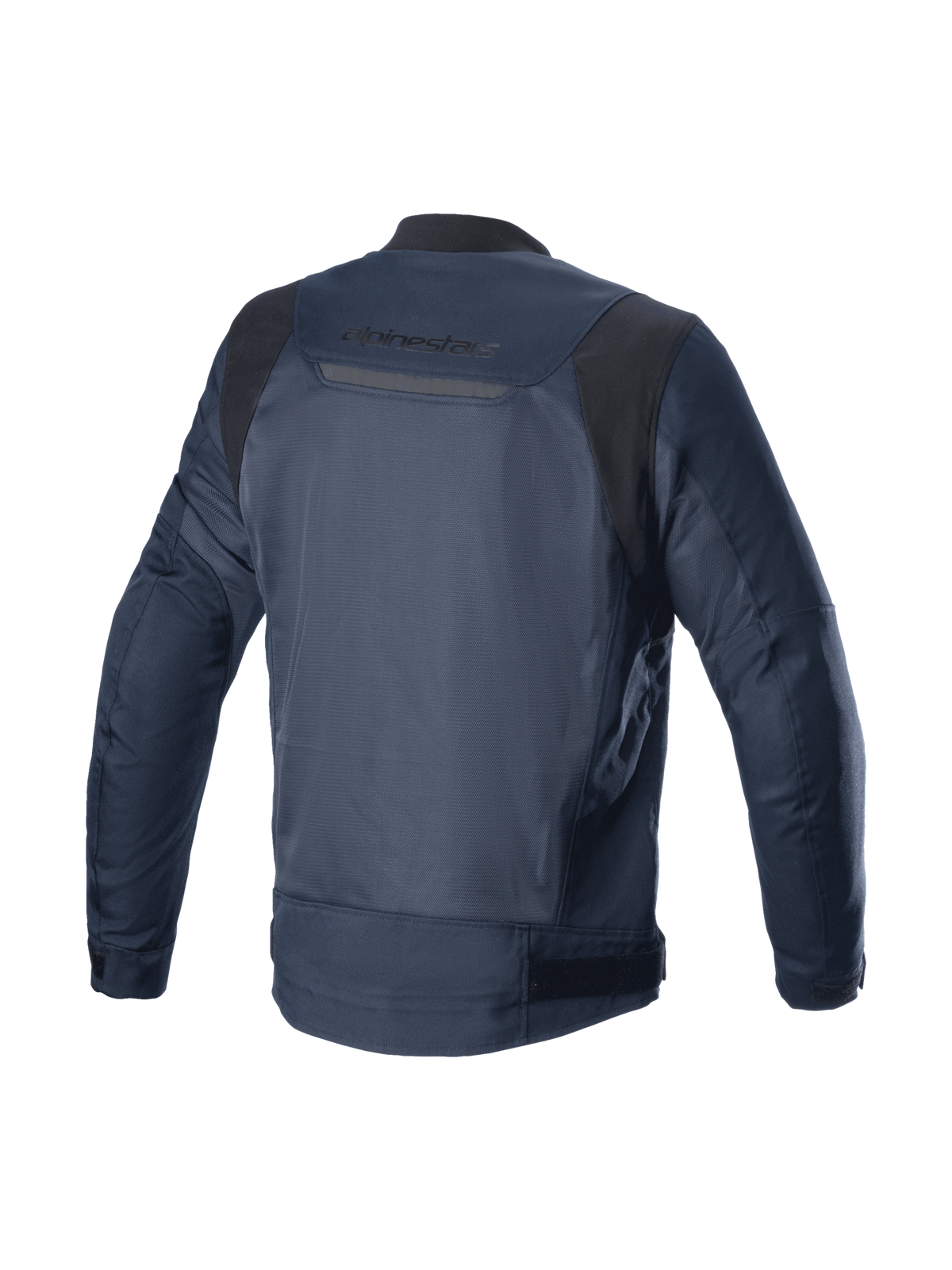 Alpinestars Giacca Luc V2 Air, giacca da moto urban da uomo, blu marina e nero, vista posteriore con ampi inserti in rete ventilata e dettaglio riflettente, compatibile con sistema airbag Tech-Air, certificata CE