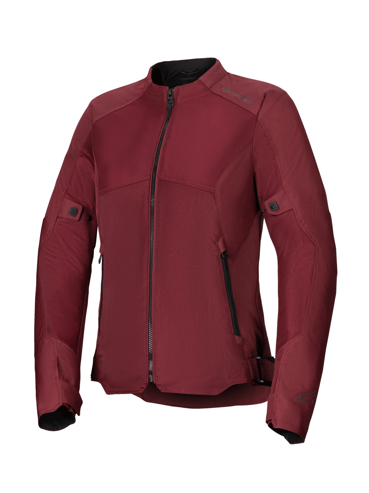 Alpinestars Stella C-1 Air Jacket da donna, giacca da moto bordeaux, con ampi pannelli in rete tecnica per la ventilazione, cerniera centrale nera, tasche frontali con zip e regolazioni su vita e maniche, progettata per la guida urbana.