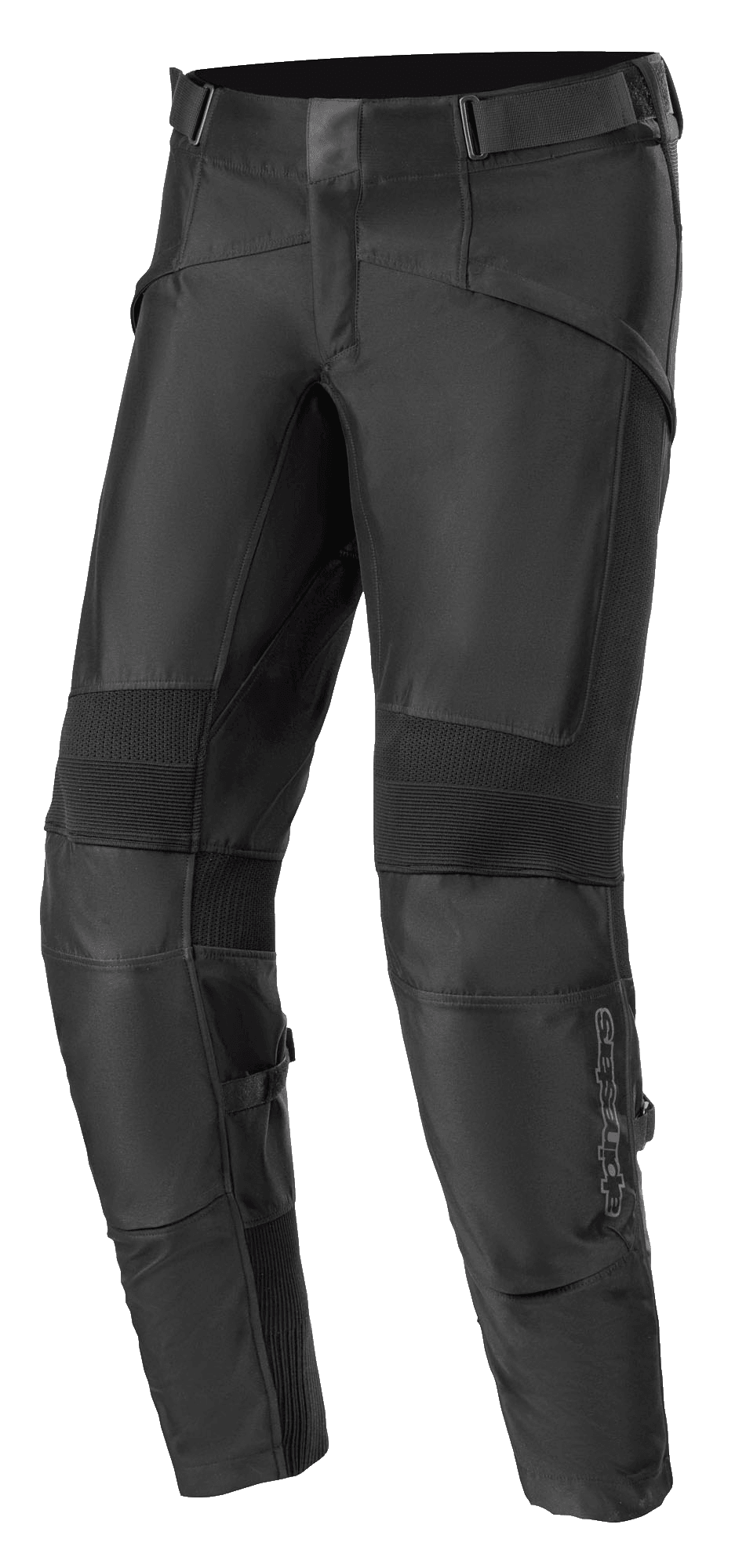 Alpinestars T SP-5 Rideknit® Pants, pantaloni da moto neri in tessuto, caratterizzati da pannelli elasticizzati a costine sulle ginocchia, cinghie regolabili in vita, sezioni in maglia resistente per flessibilità e un taglio slim per prestazioni sportive.