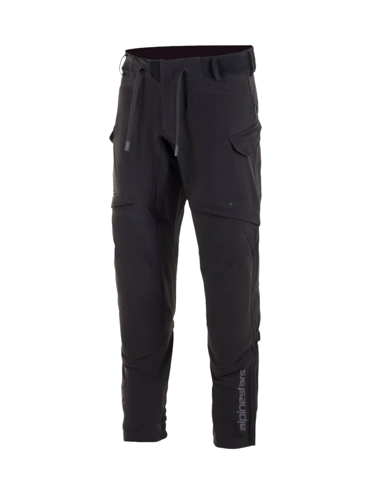 Alpinestars Pantaloni Juggernaut Impermeabili, pantaloni da moto urban da uomo, nero, in softshell tecnico con ginocchiere integrate, tasche cargo e logo laterale grigio