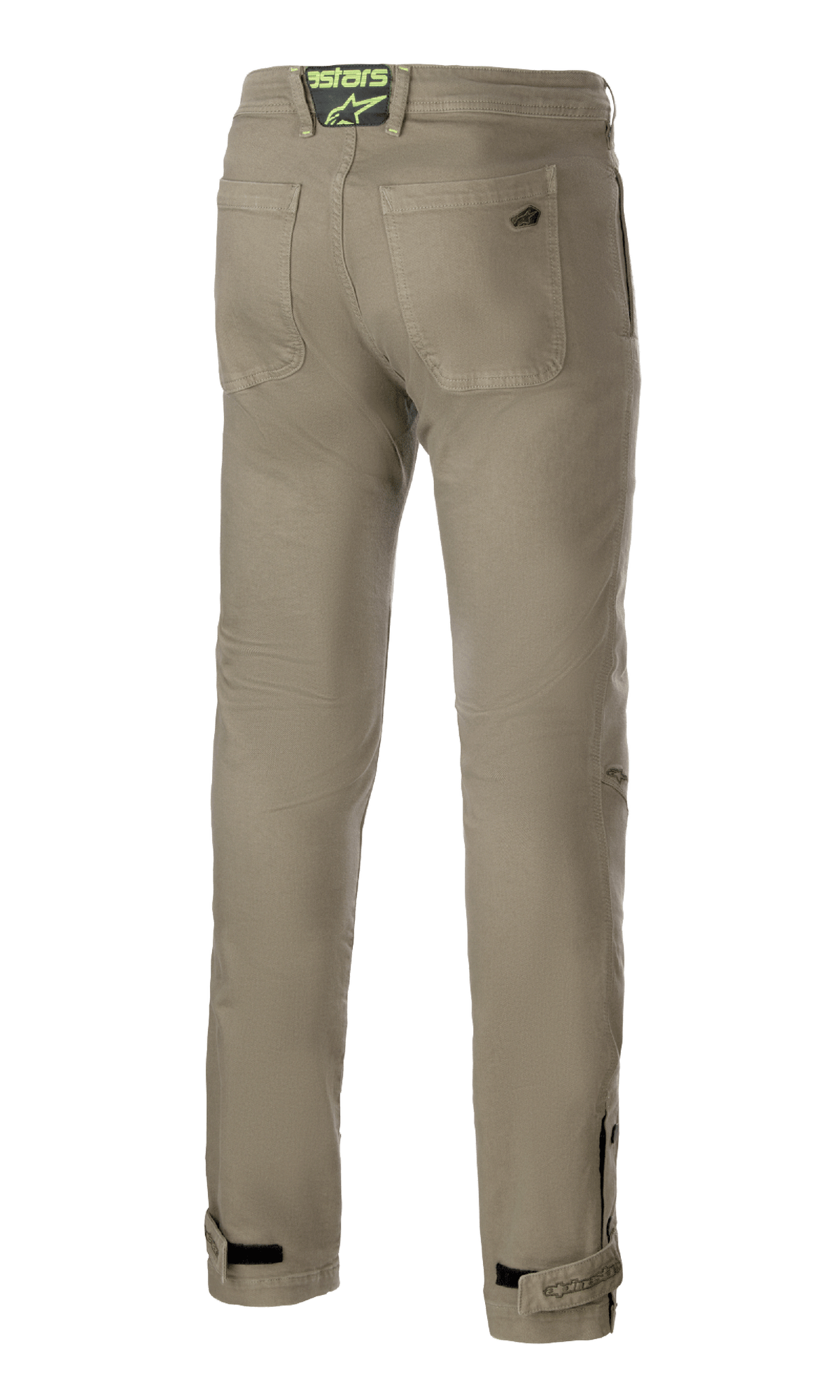 Alpinestars Stratos Regular Fit Tech Riding Pants, vista posteriore di pantaloni da moto grigi in Cordura con vestibilità jogger affusolata.