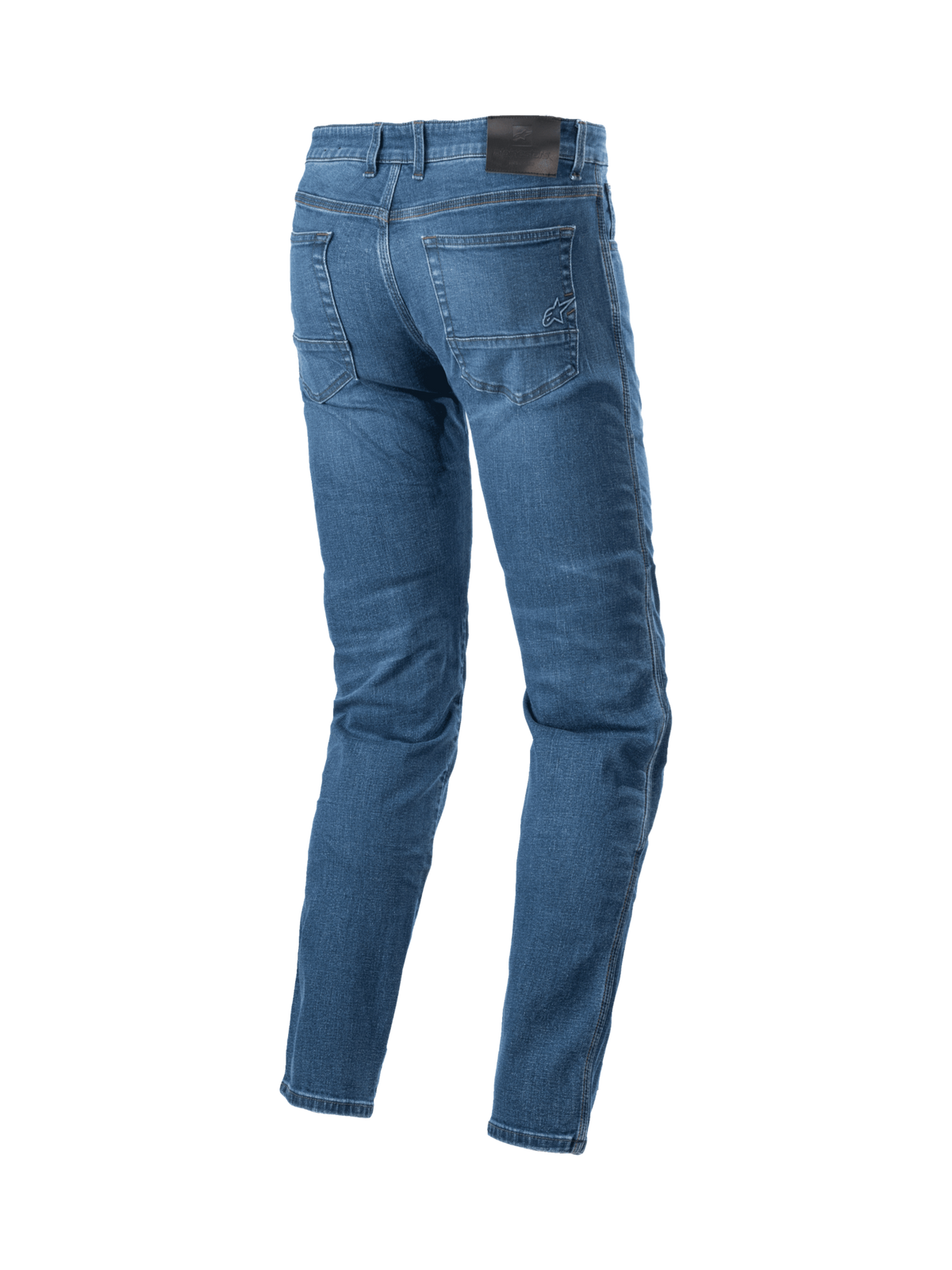 Alpinestars Jeans Radon Standard Fit, pantaloni da moto urban da uomo, blu, in denim con tasche posteriori dotate di logo ricamato e toppa in pelle, vestibilità standard
