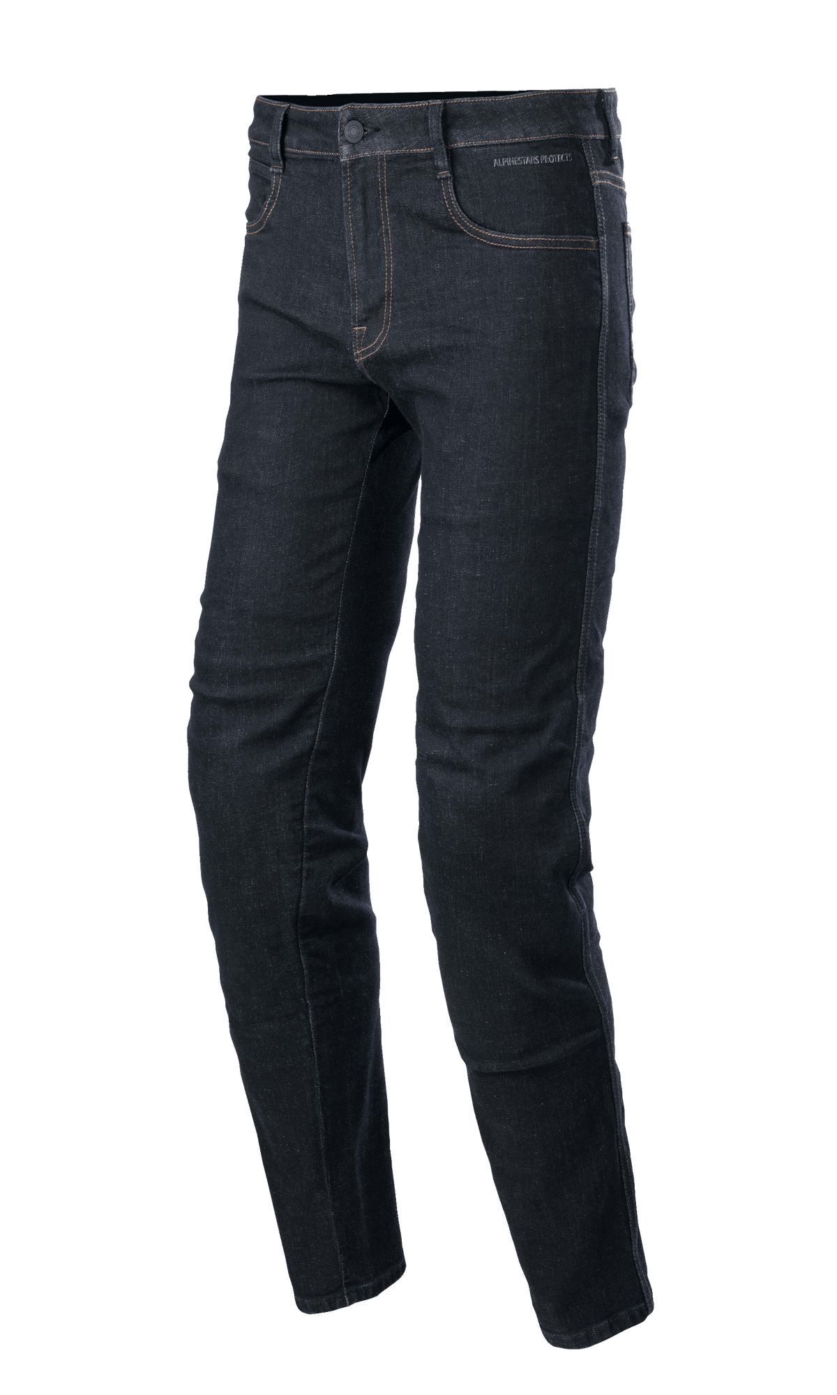 Alpinestars Sektor Regular Fit Denim, pantaloni da moto Rinse Blue, gamba affusolata con cuciture a contrasto, design a cinque tasche con passanti per cintura e chiusura con bottone, tessuto denim elasticizzato, stile urban riding