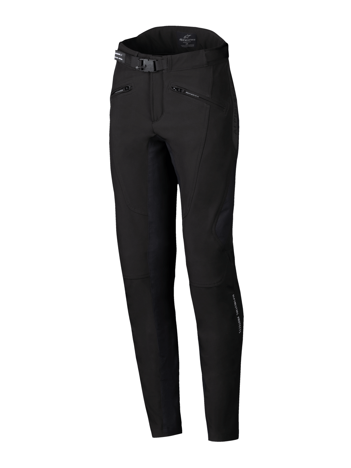 Alpinestars Alamosa Women Pants, pantaloni da moto urban, nero, vestibilità slim performance, con cintura in vita con fibbia, tasche per le mani con cerniera e tessuto softshell tecnico elasticizzato, design minimalista ispirato allo streetwear
