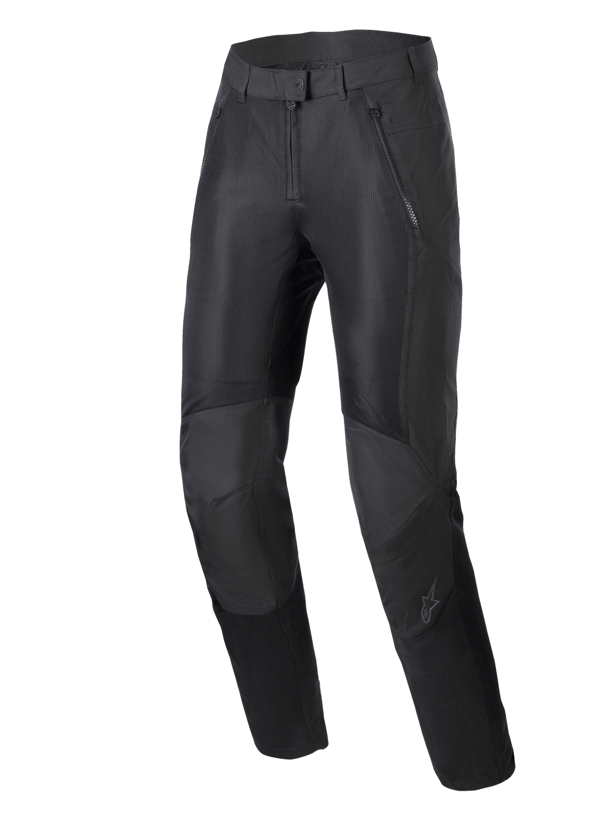 Alpinestars Stella C-1 Air Pants, pantaloni da moto urban da donna, nero, con ampi pannelli di ventilazione in mesh sul davanti, robusta struttura in politessuto e design ergonomico del ginocchio con protezione integrata.