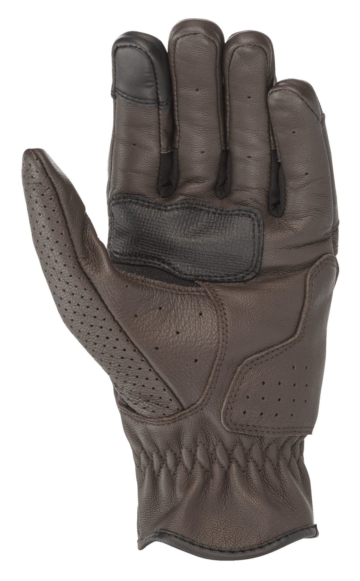 Alpinestars Guanti in pelle Rayburn V2, marrone Tobacco, vista del palmo, costruzione in pelle premium con perforazioni localizzate, palmo rinforzato per il grip e punta del dito compatibile con touchscreen, abbigliamento moto urbano d'ispirazione heritage
