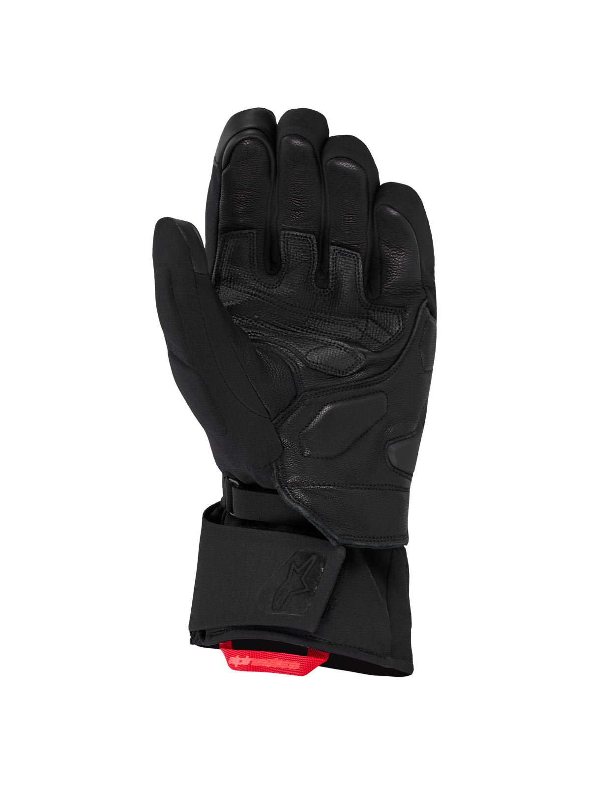 Alpinestars Wt 5 Drystar Insulated Guanti, guanti da moto invernali, nero con linguetta rossa, palmo in pelle di capra e membrana impermeabile Drystar