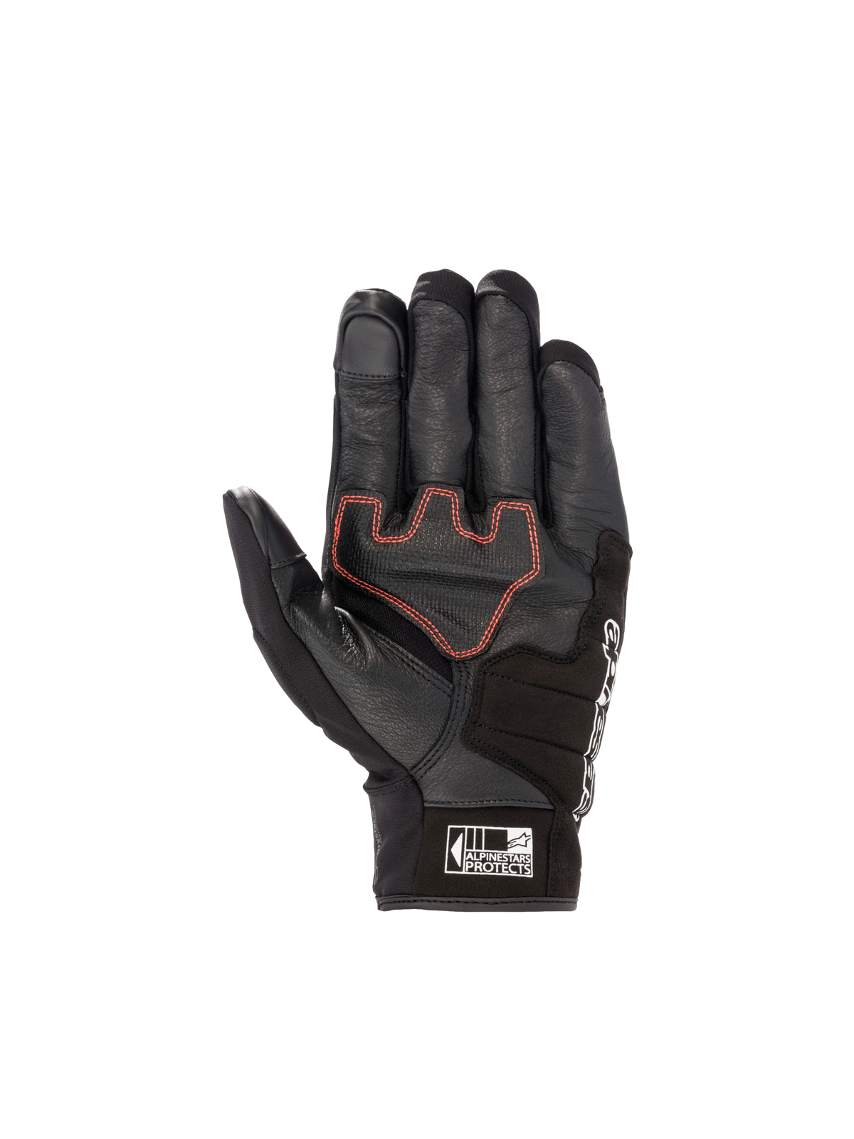 Alpinestars Guanti Honda SMX Z Drystar®, guanti da moto in pelle di capra neri con accenti rosso brillante, palmo rinforzato con cuciture a contrasto, membrana impermeabile Drystar, certificati CE, ideali per touring e uso urbano