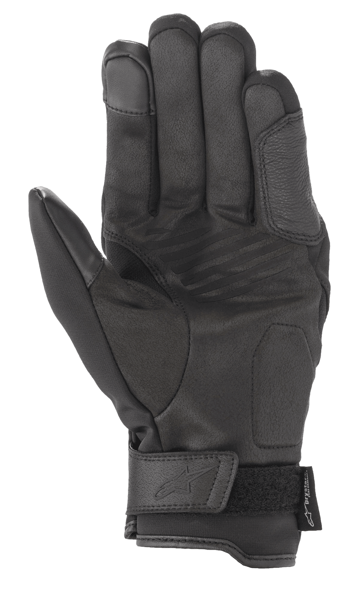 Guanti Alpinestars Syncro V2 Drystar®, nero, guanti da moto urban, vista del palmo con costruzione in scamosciato sintetico rinforzato, zone imbottite per la protezione e chiusura regolabile sul polso con logo in rilievo.