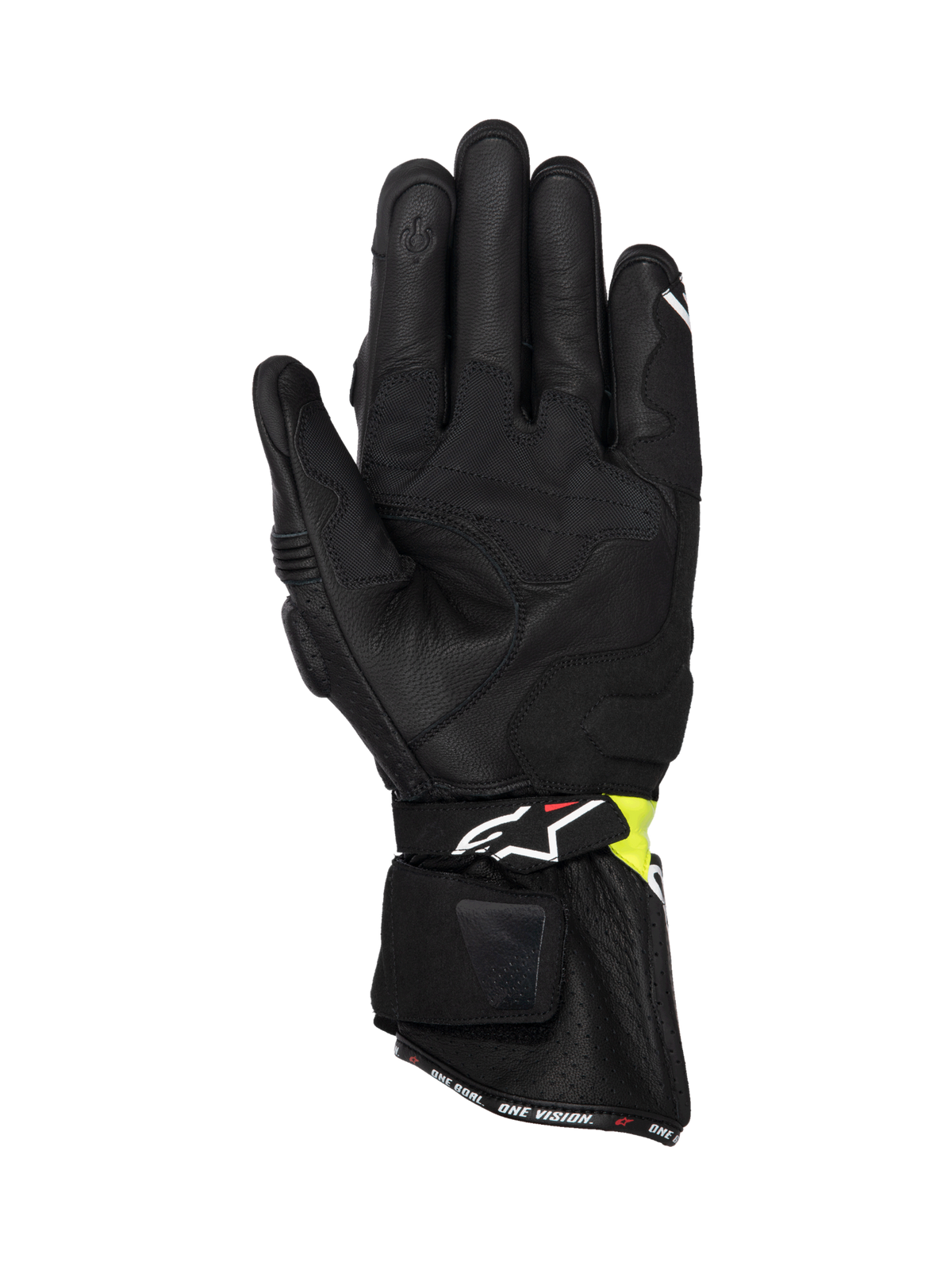 Alpinestars guanti SP-3, guanti da moto racing da uomo, nero e giallo fluo, in pelle con polsino lungo, certificati CE
