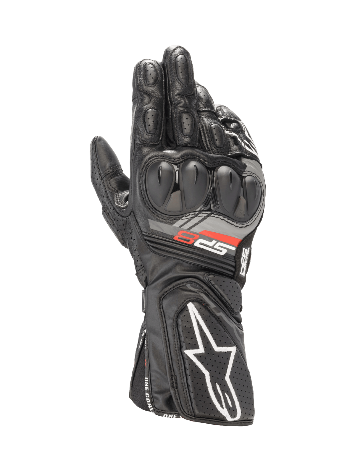 Alpinestars Guanti SP-8 V3, guanti da moto racing uomo, neri, in pelle di capra con protezione nocche a doppia densità