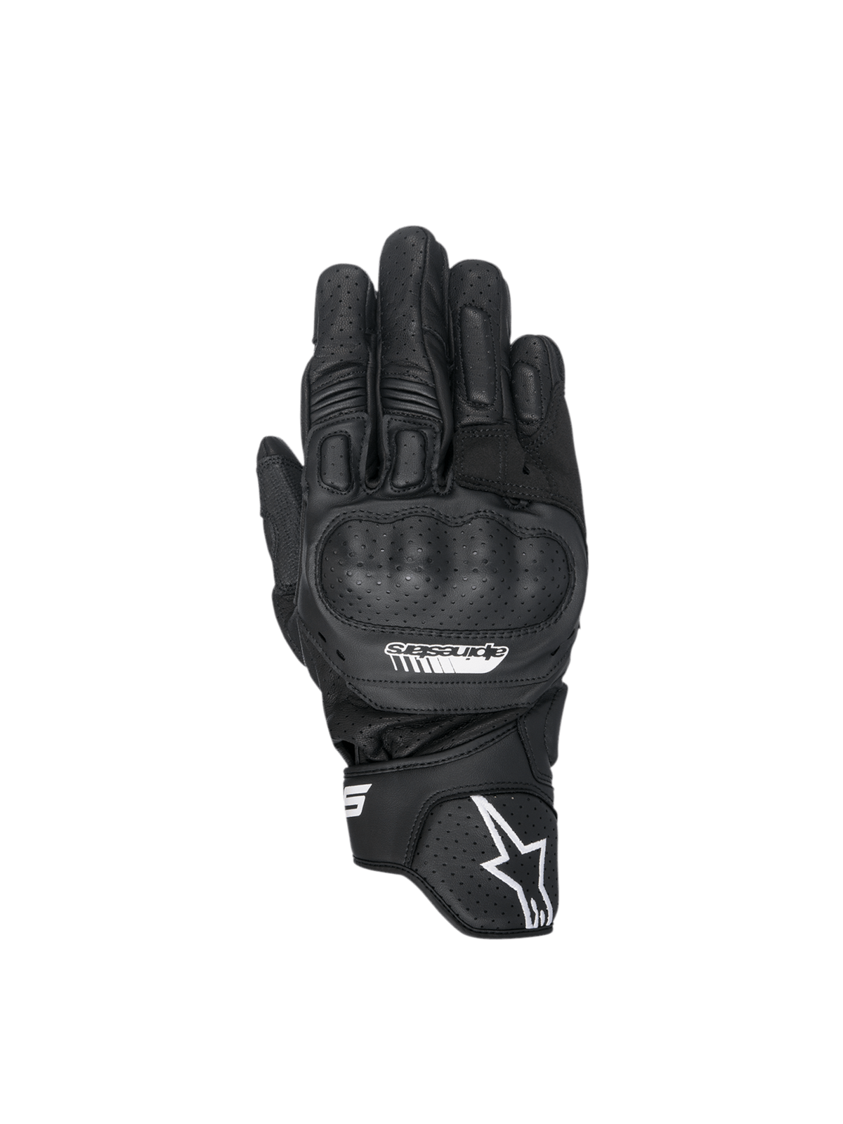Alpinestars guanti SP-5, guanti da moto racing da uomo, neri, in pelle perforata con protezione nocche in polimero.