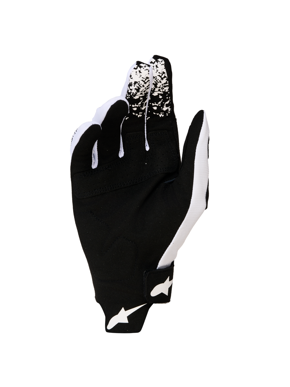 Alpinestars Guanti Techstar 2027, guanti motocross da uomo, neri e bianchi, con palmo in pelle scamosciata sintetica.