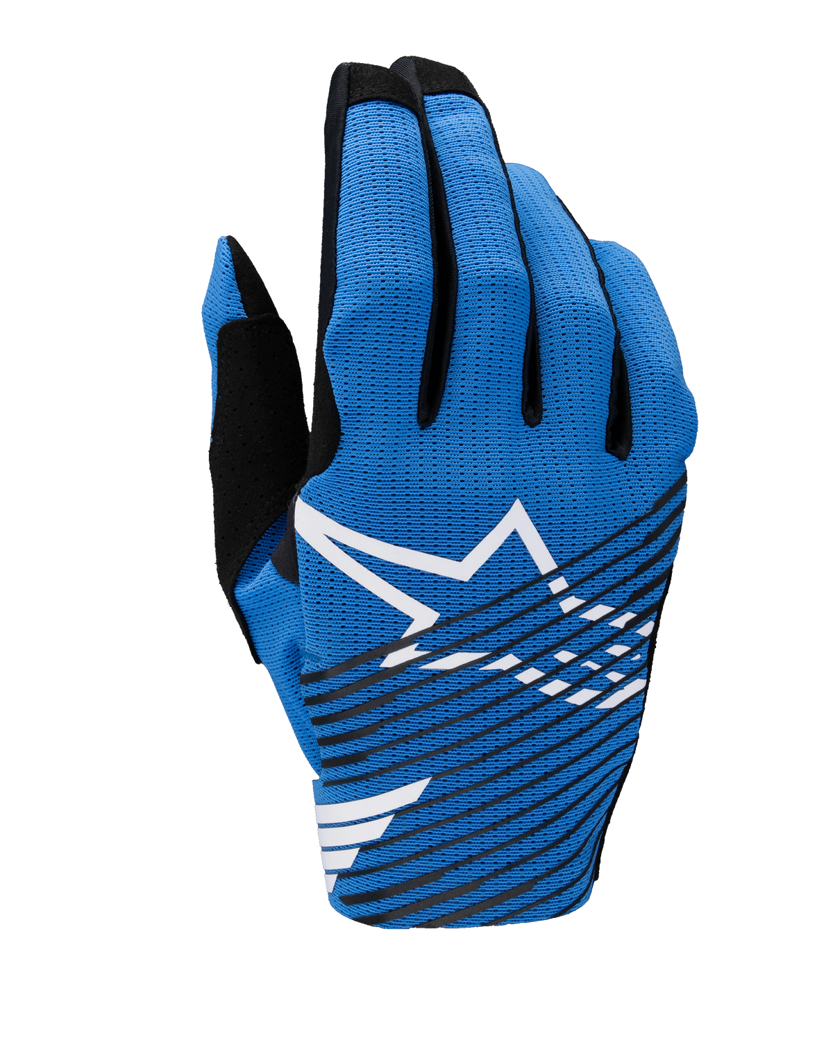 Alpinestars Guanti Radar Pro 2025, guanti da motocross, blu con logo Astar bianco e strisce nere diagonali, design in rete leggera e traspirante per prestazioni off-road