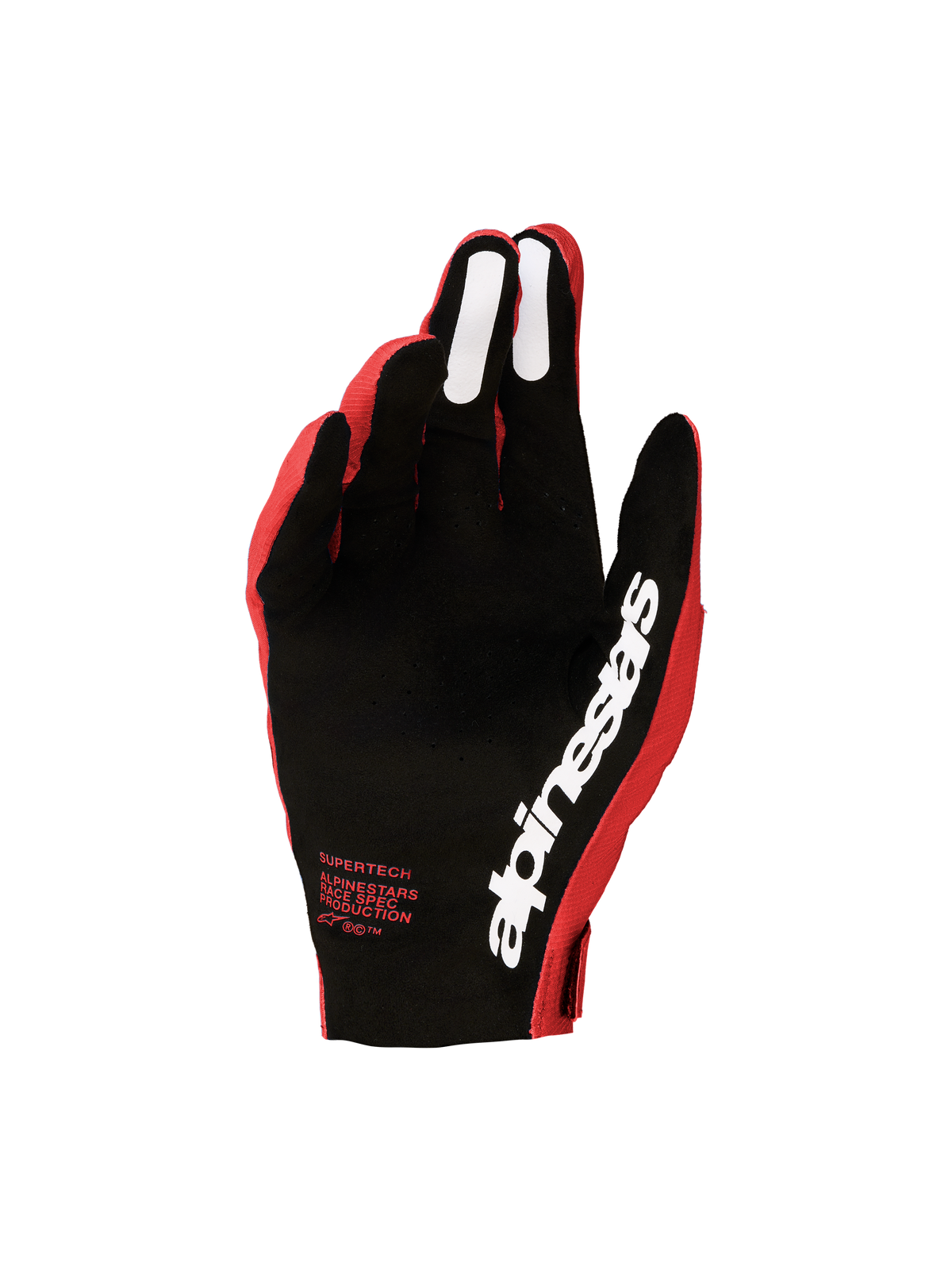 Alpinestars Guanti Supertech MX 2027, guanti da motocross da uomo, rosso e nero, palmo traforato con grip in silicone, logo bianco