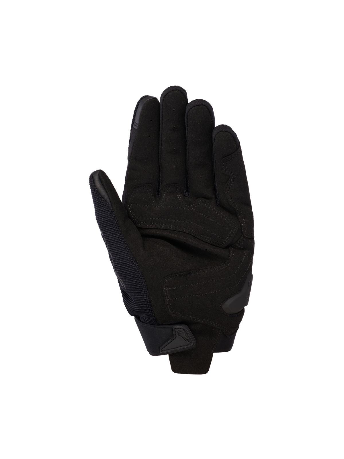 Alpinestars SP X 5 Air Gloves, nero, vista del palmo con pelle traforata per il flusso d'aria, rinforzi sul palmo e slider in TPR, progettati per la guida sportiva e stradale