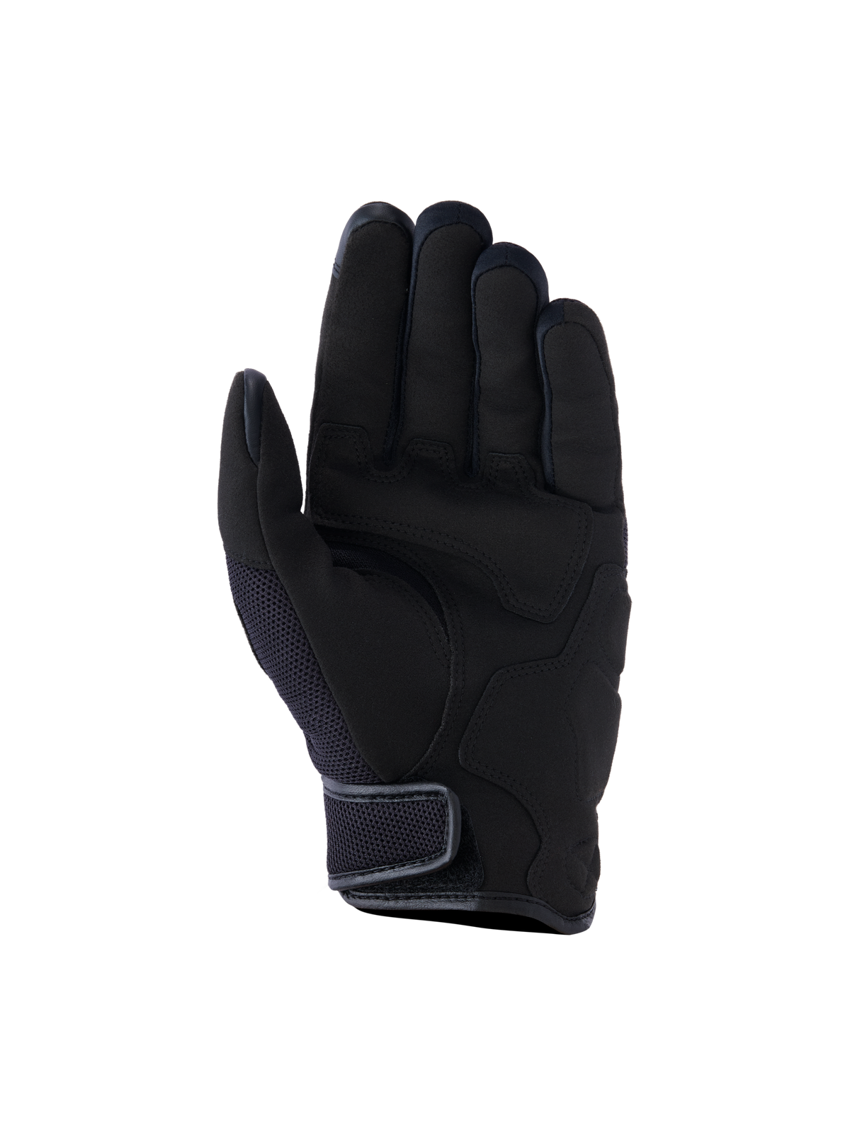 Guanti Alpinestars Ignite, guanti da moto urban, nero, vista lato palmo con rinforzi in pelle scamosciata sintetica, inserti in mesh traspirante e chiusura del polsino corto a strappo
