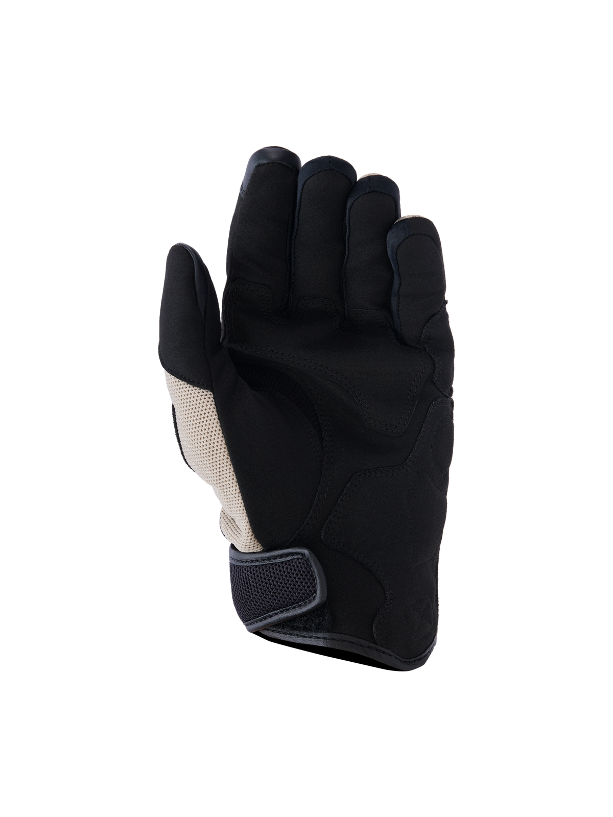 Guanti Alpinestars Ignite, Aluminum Black, vista del palmo di guanti da moto urbani con palmo in pelle scamosciata sintetica rinforzata, inserti in rete traspirante e cinturino a strappo sul polsino