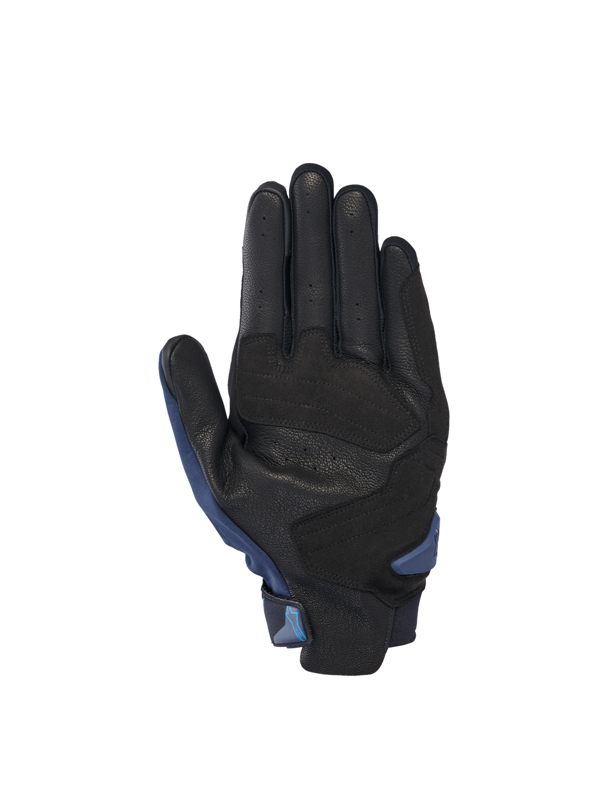 Alpinestars Guanti SP X 3, guanti moto racing uomo, neri e blu, palmo in pelle traforata con inserti blu scuro e mesh 3D