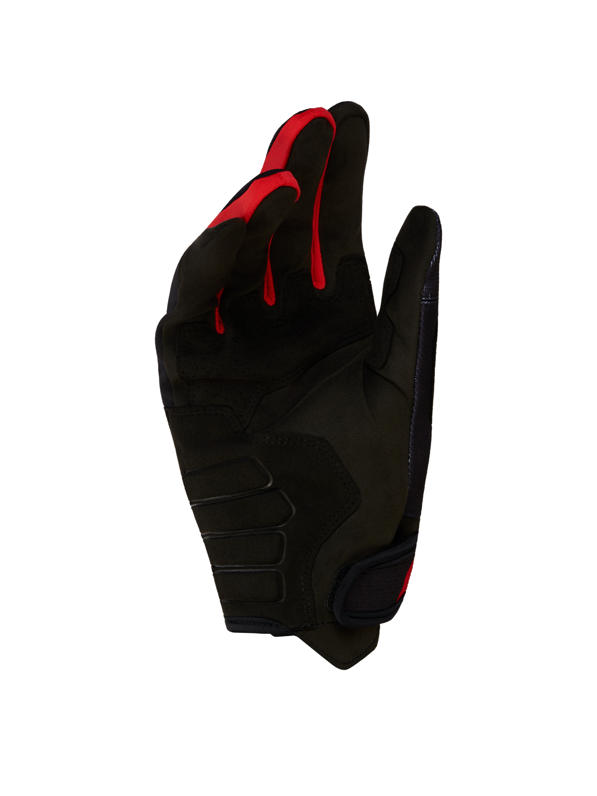 Guanti Techdura Alpinestars, guanti da moto off-road da uomo, neri e rossi, con palmo rinforzato in pelle scamosciata sintetica e imbottitura ergonomica.
