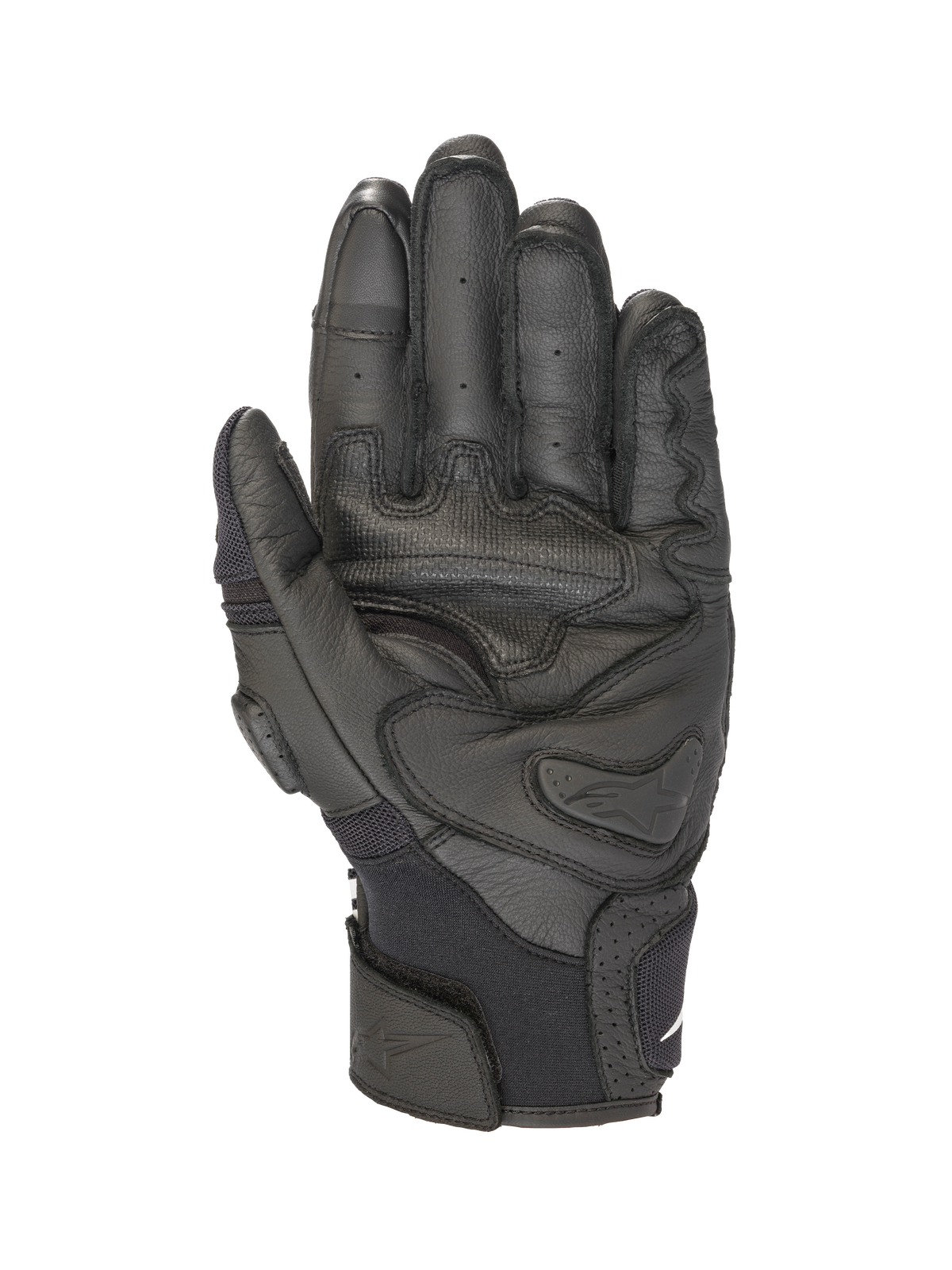 Guanti Alpinestars SPX AC V2, guanti da moto estivi corti, nero, pelle e rete con slider rigido sul palmo e dita compatibili con touchscreen