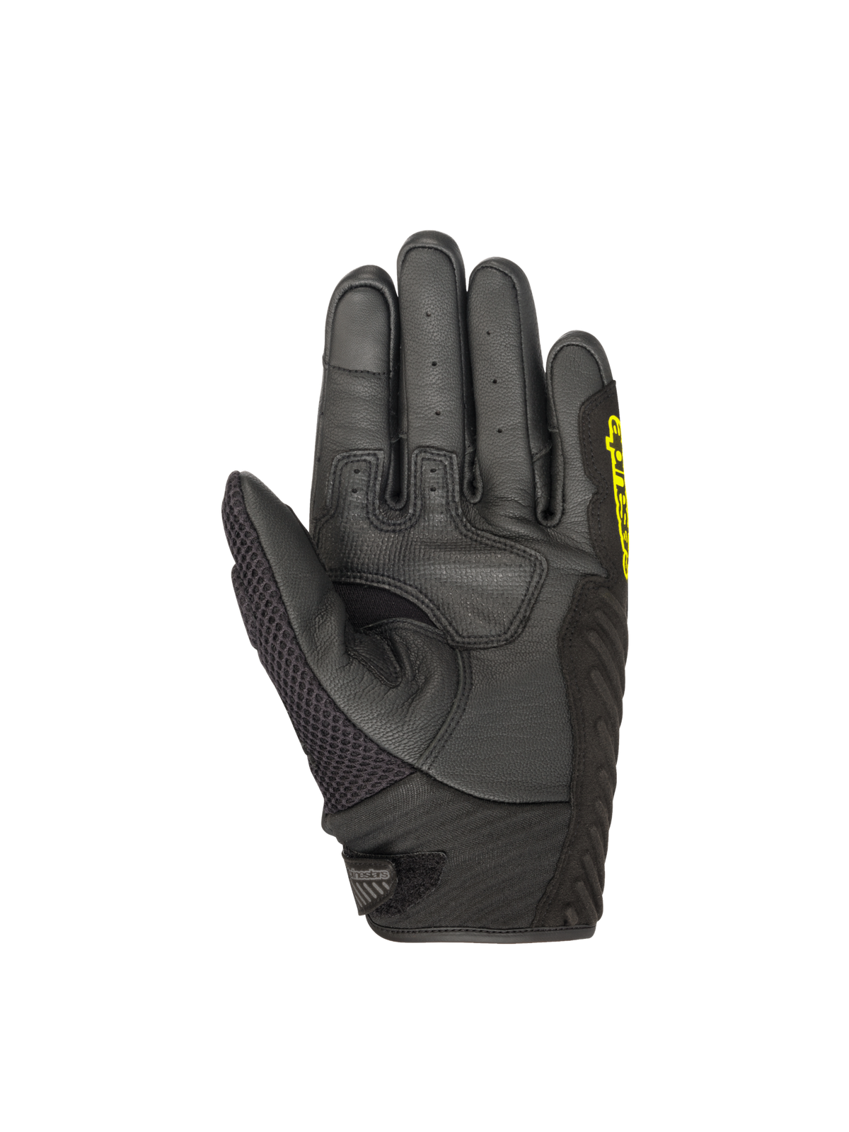 Alpinestars guanti SMX-1 Air V2, guanti da moto da uomo, neri e giallo fluo, palmo in pelle rinforzata con mesh traspirante, chiusura a strappo sul polso, abbigliamento road e racing
