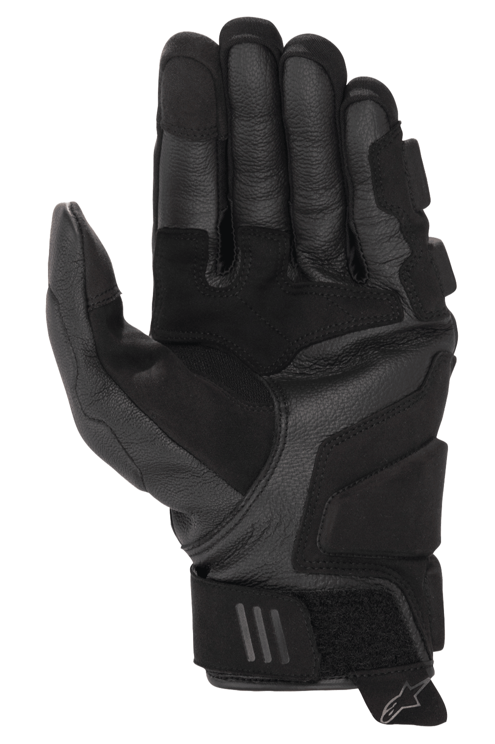 Guanti Alpinestars Phenom Leather Air, nero, vista lato palmo con costruzione in pregiata pelle di capra, zone di presa rinforzate e chiusura del polso regolabile in Velcro