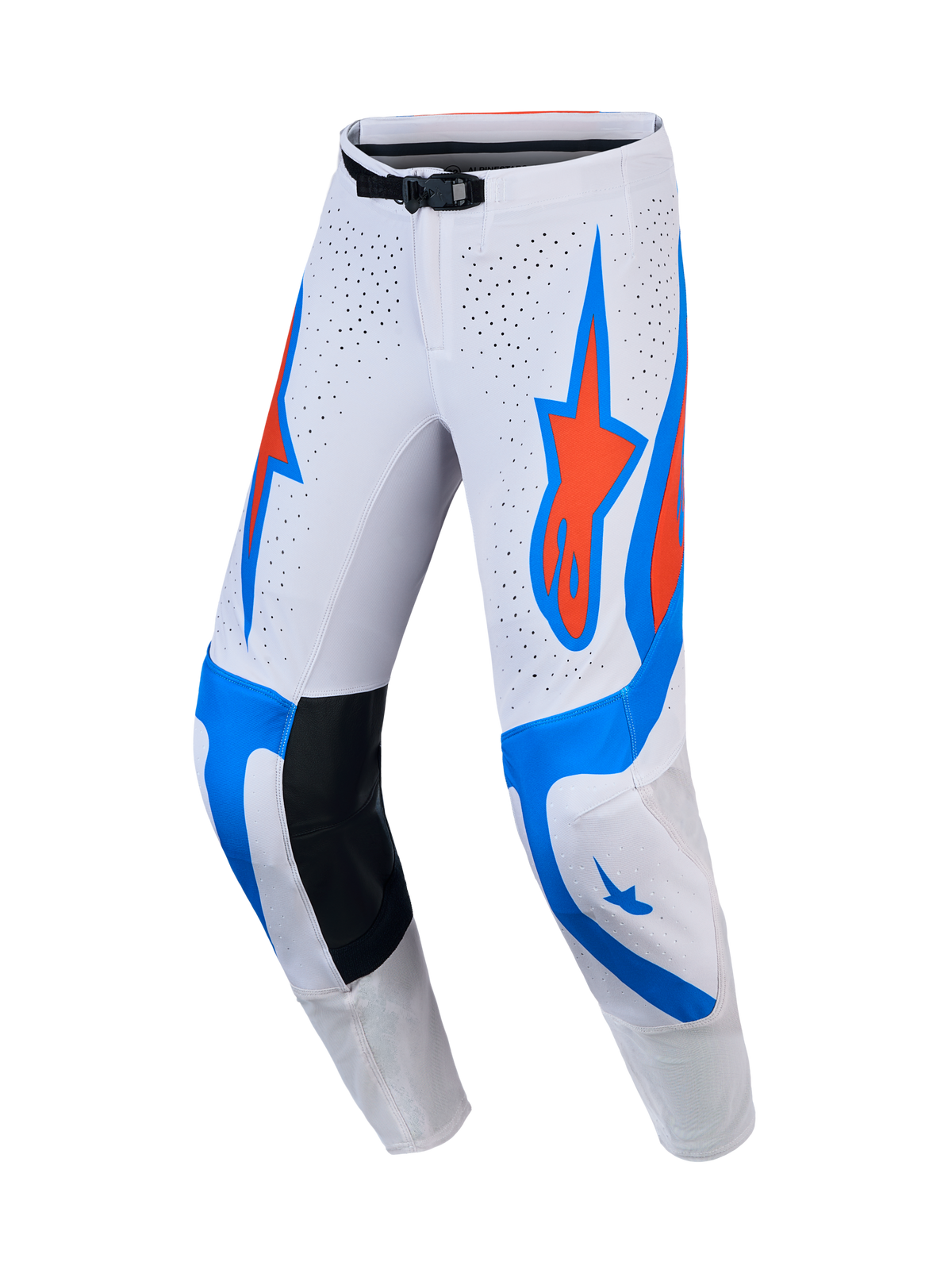 Alpinestars Pantaloni Supertech Vesta, pantaloni motocross uomo, bianco e lilla chiaro, pannelli traforati per off-road