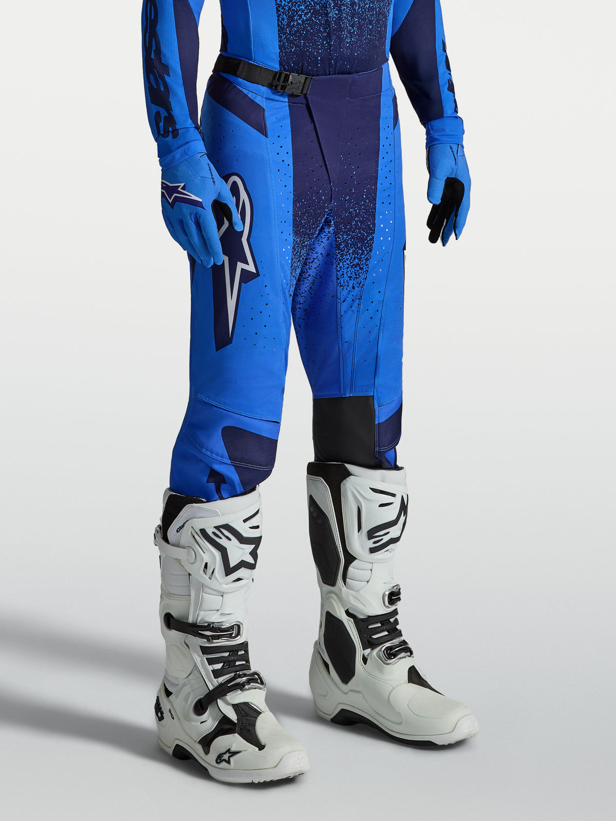 Alpinestars pantaloni Techstar Swan, pantaloni da motocross da uomo blu e blu navy, in polifabric 600D rinforzato.