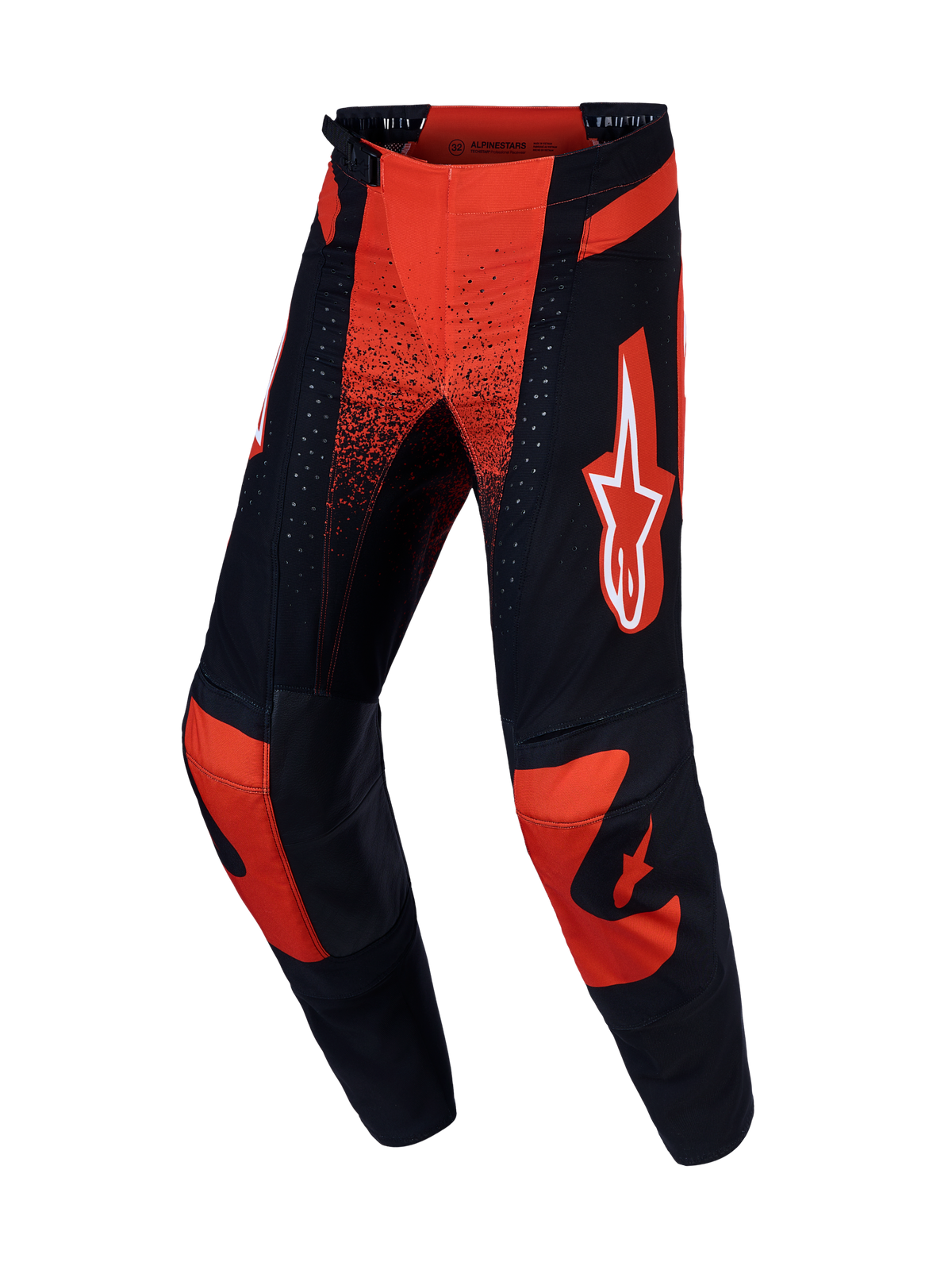 Alpinestars pantaloni Techstar Swan, pantaloni da motocross rosso cardinale e nero, con telaio elasticizzato e ginocchia in pelle per off-road