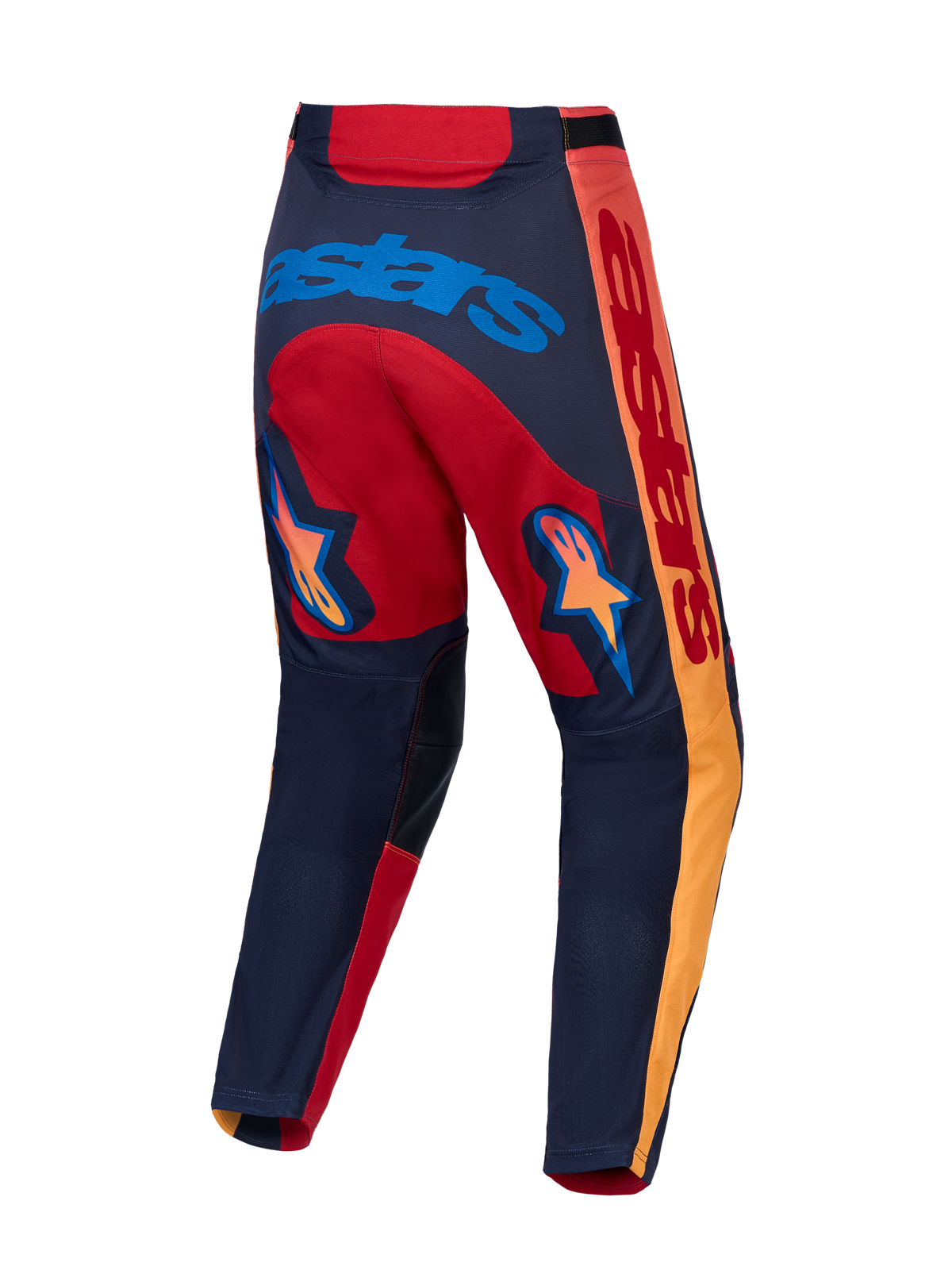 Alpinestars Pantaloni Racer Hunt, pantaloni da motocross rossi e grigi con grafiche a stella e inserti ripstop elasticizzati.