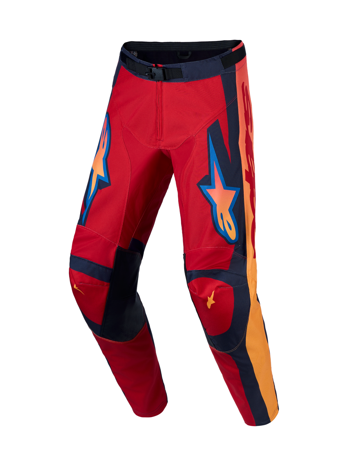 Alpinestars pantaloni Racer Hunt, pantaloni da motocross da uomo, rossi e corallo, con gambe pre-curvate.