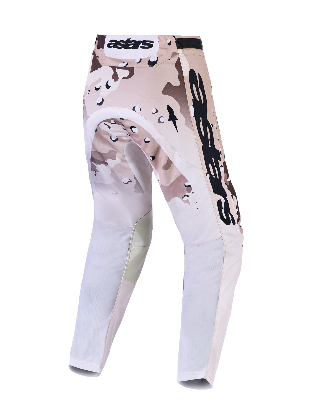 Alpinestars Racer Lone Pants, pantaloni motocross da uomo, sabbia e neri, motivo mimetico e gambe precurvate per off-road.