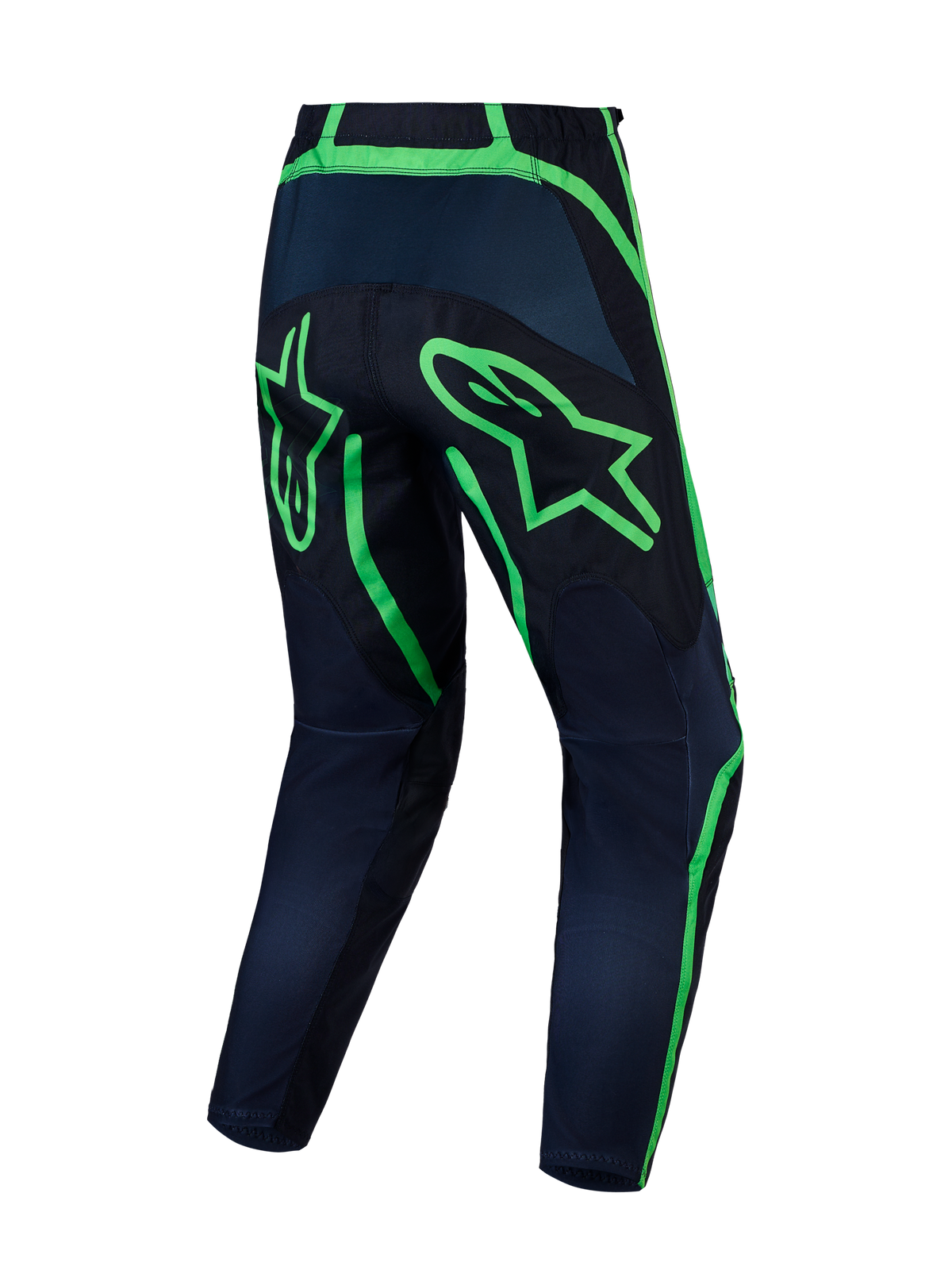 Alpinestars Pantaloni Fluid Apex V2, pantaloni motocross da uomo, nero e verde fluorescente, poliestere 600D e gambe pre-curvate