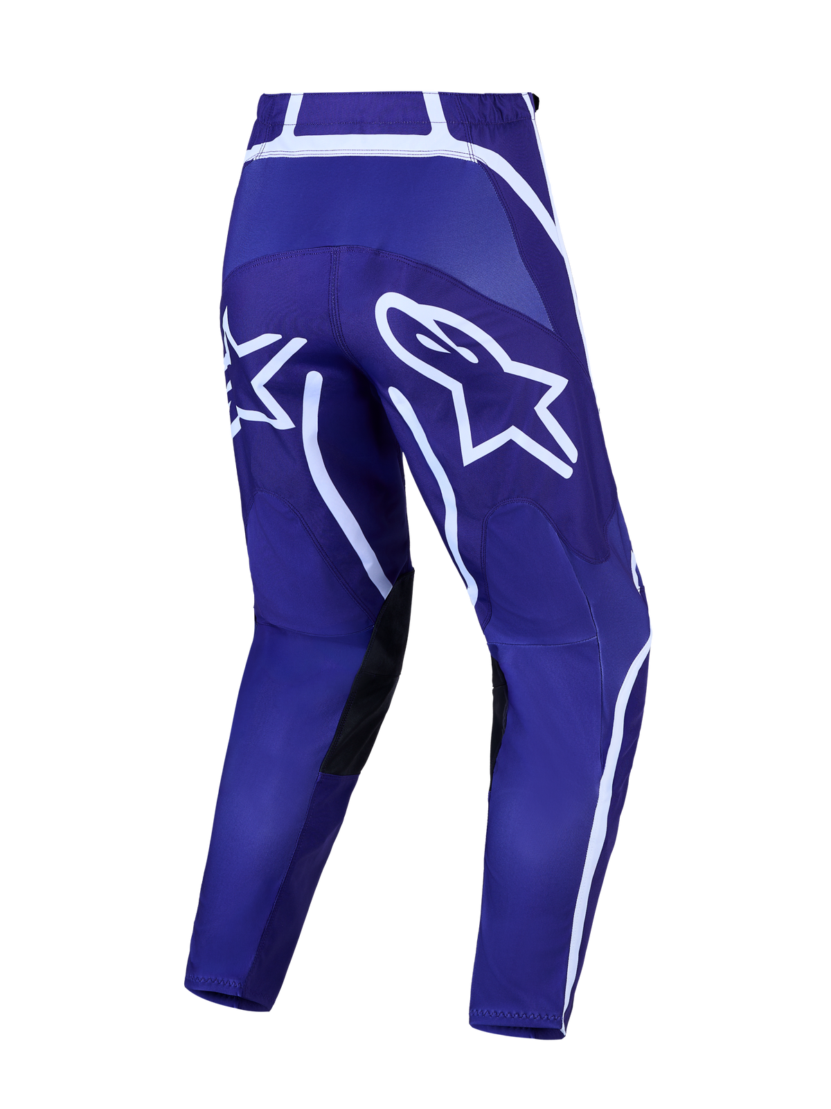 Alpinestars Pantaloni Fluid Apex V2, pantaloni da motocross da uomo, blu e bianchi, con gambe pre-curvate e logo a stella.