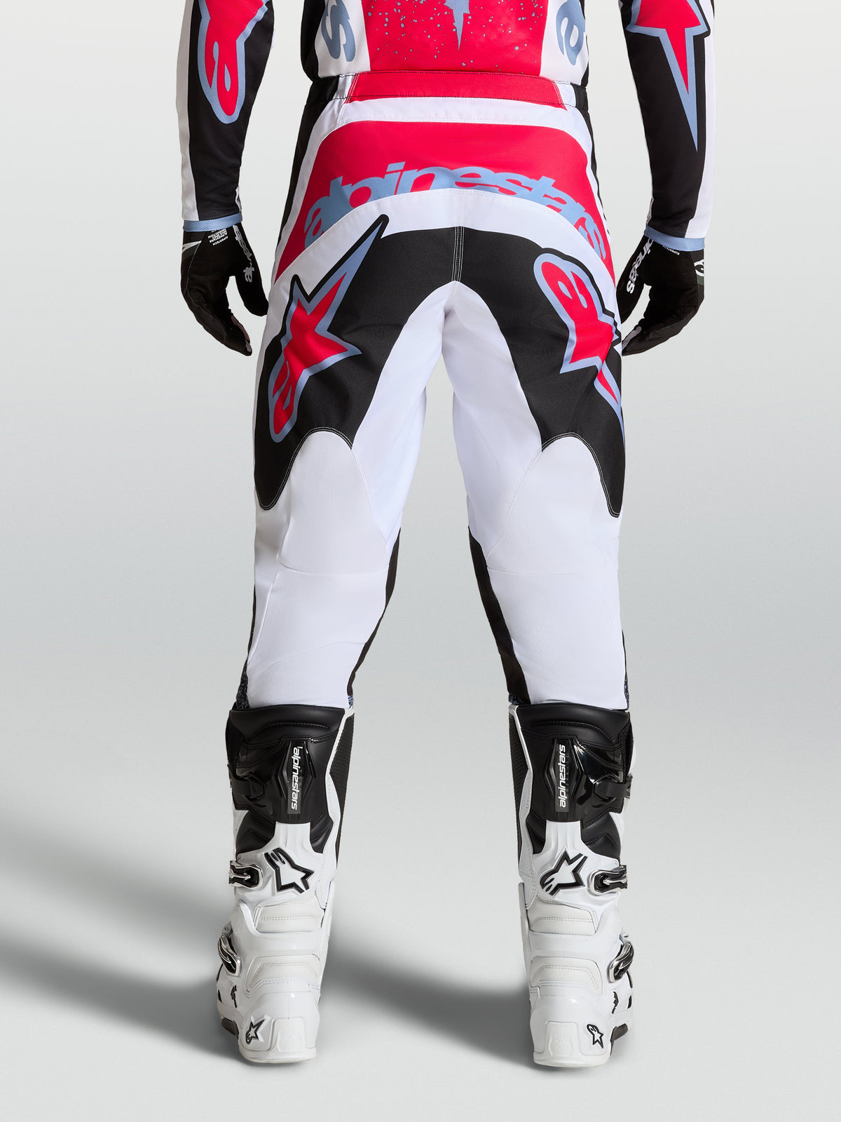 Alpinestars pantaloni Fluid Drag, pantaloni da motocross per uomo, bianchi e neri con accenti rossi, in politessuto 600D resistente per guida off-road