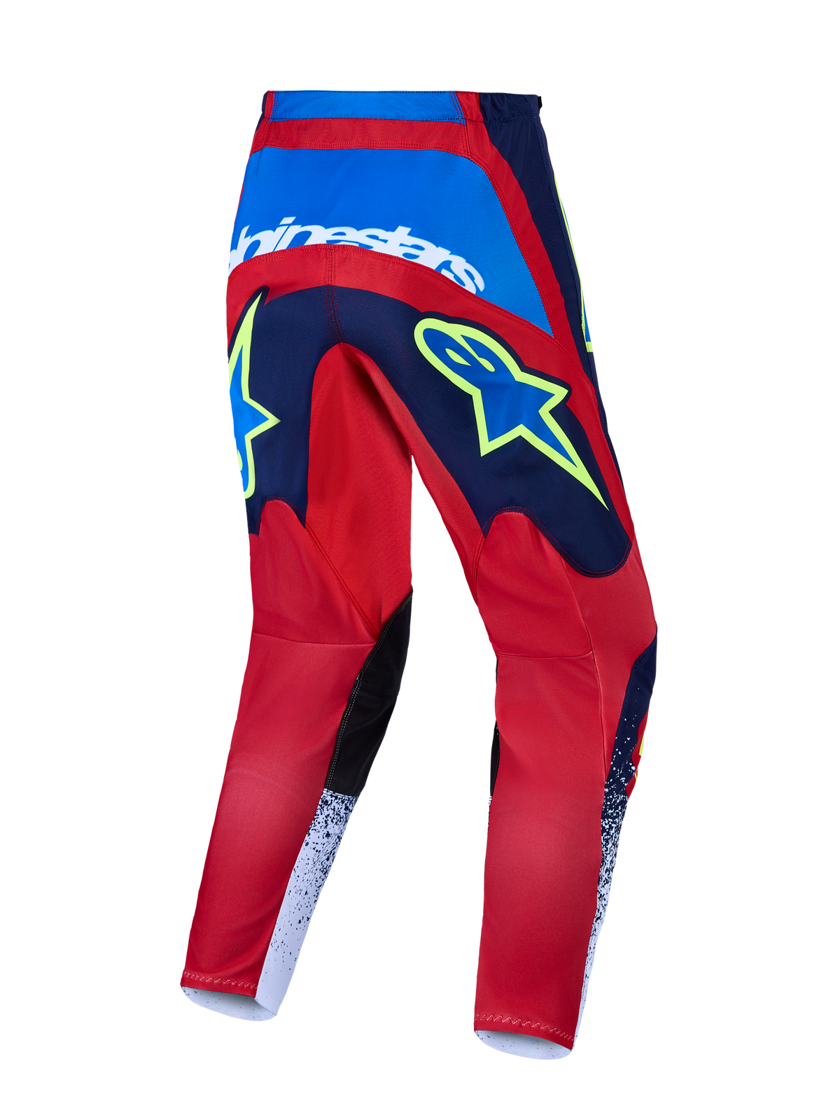 Alpinestars Pantaloni Fluid Drag, pantaloni da motocross da uomo, blu navy e rosso, vista posteriore, ideale per off-road.