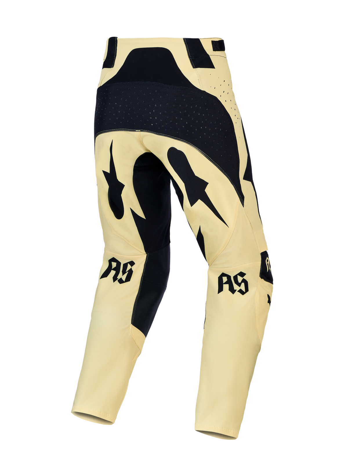 Alpinestars Pantaloni Techstar Atrox, pantaloni motocross da uomo, giallo e nero, vista posteriore con seduta rinforzata.