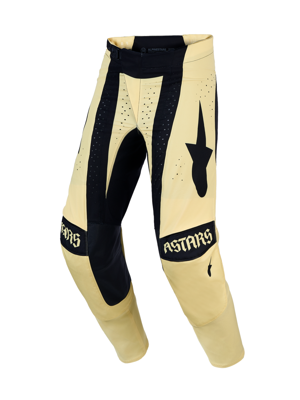 Alpinestars Pantaloni Techstar Atrox, pantaloni da motocross fuoristrada da uomo, giallo e nero, costruzione elastica con rinforzi Babel sul ginocchio e pannelli ventilati.