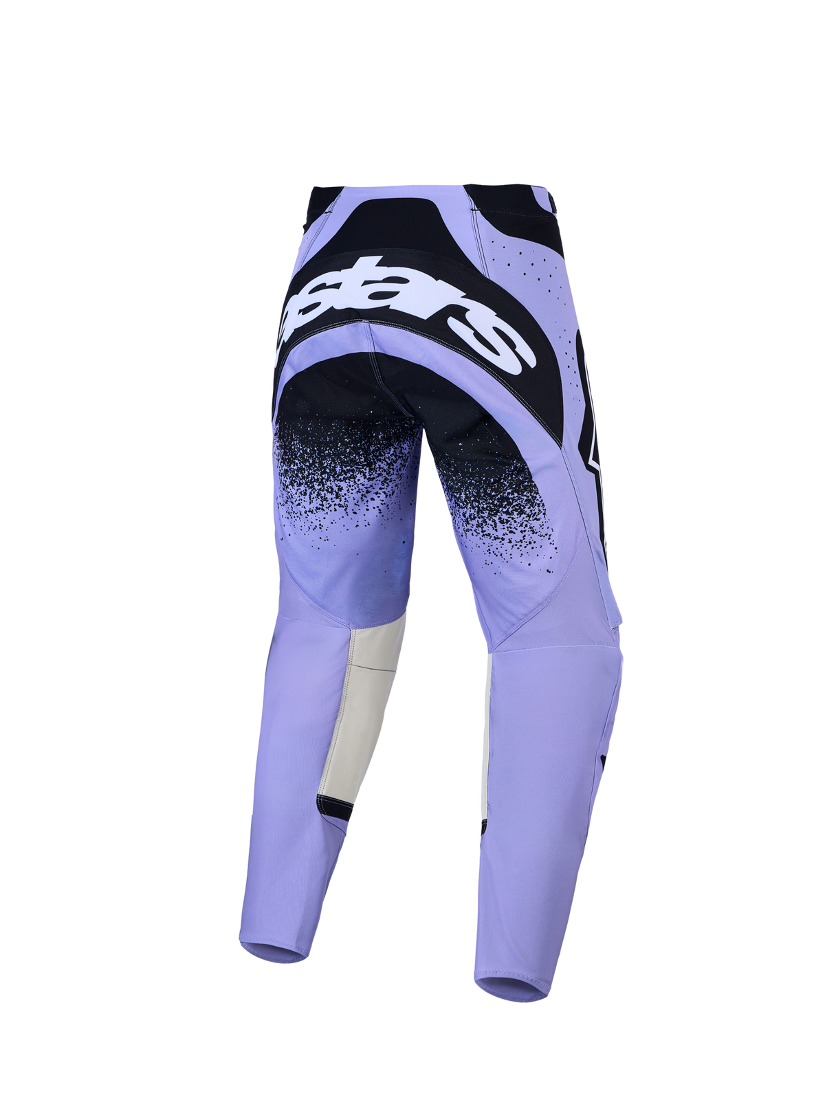 Alpinestars Pantaloni Stella Techstar Swan, pantaloni da motocross da donna, viola chiaro e neri, vista posteriore con seduta rinforzata