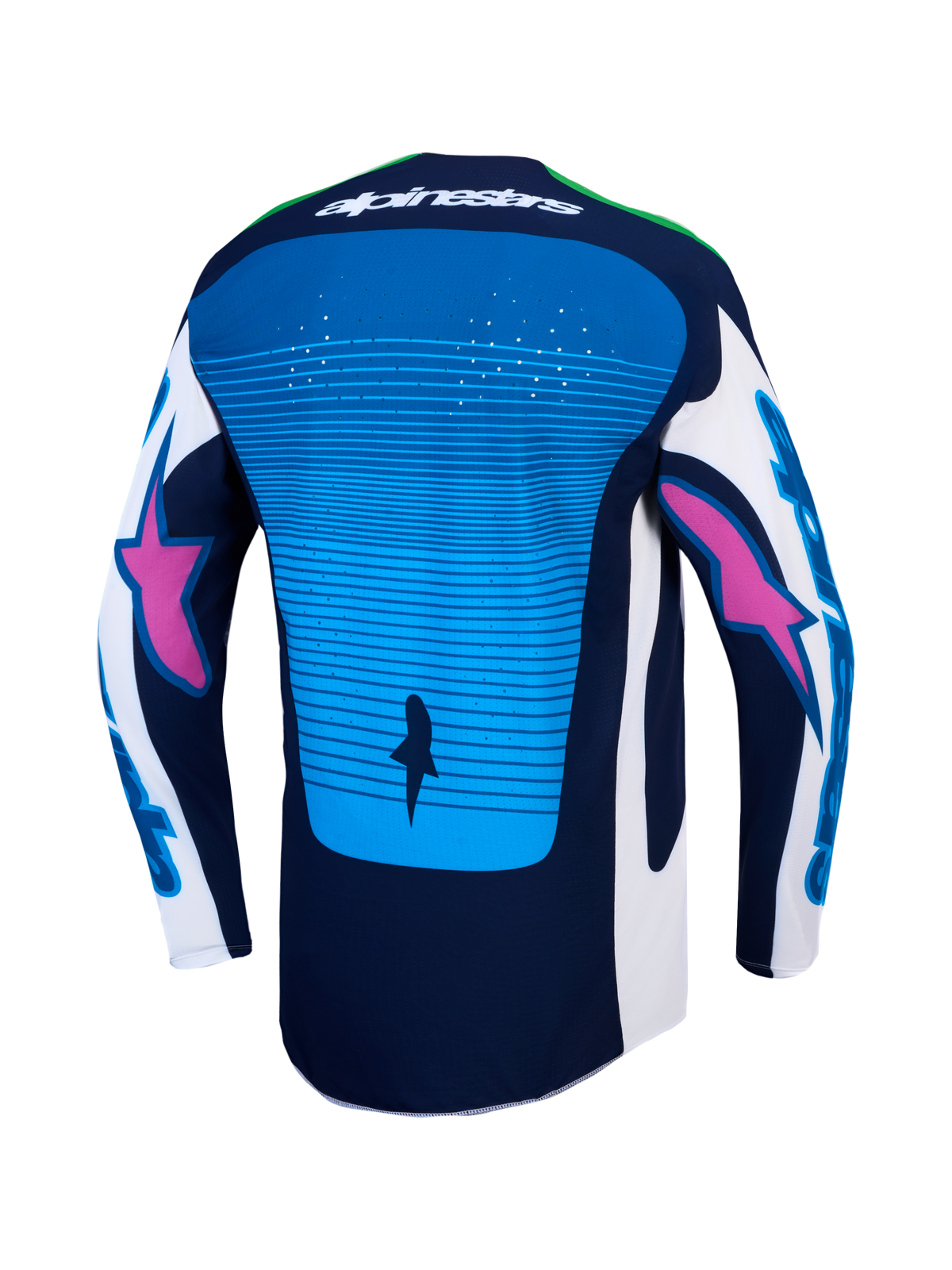 Alpinestars maglia Techstar Maven, maglia da motocross da uomo, blu e blu navy, vista posteriore con ventilazione laser