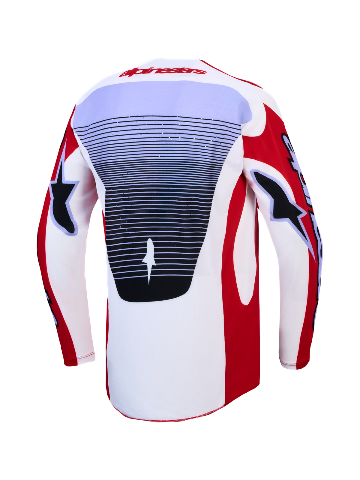 Alpinestars maglia Techstar Maven e completo Techstar Maven 2027, maglia da motocross rossa e bianca con retro ventilato.