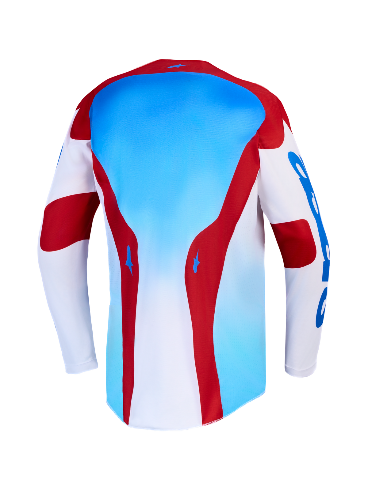 Alpinestars maglia Racer Hunt e Racer Hunt Gear Set, maglia da motocross blu, rossa e bianca, in polifibra, vista posteriore
