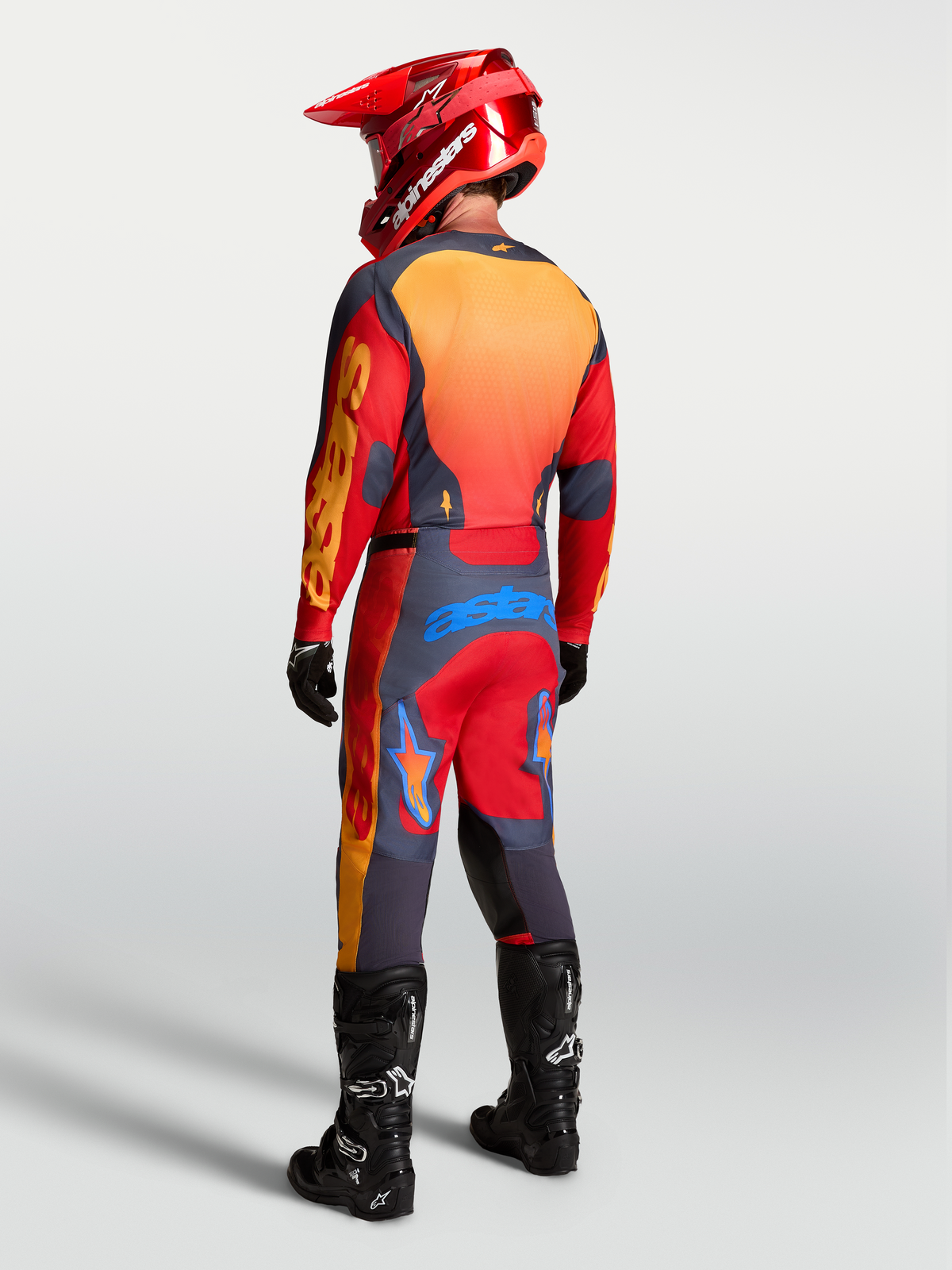 Alpinestars pantaloni e completo Racer Hunt Gear Set, da uomo, rosso fuoco e grigio, abbigliamento tecnico da motocross.