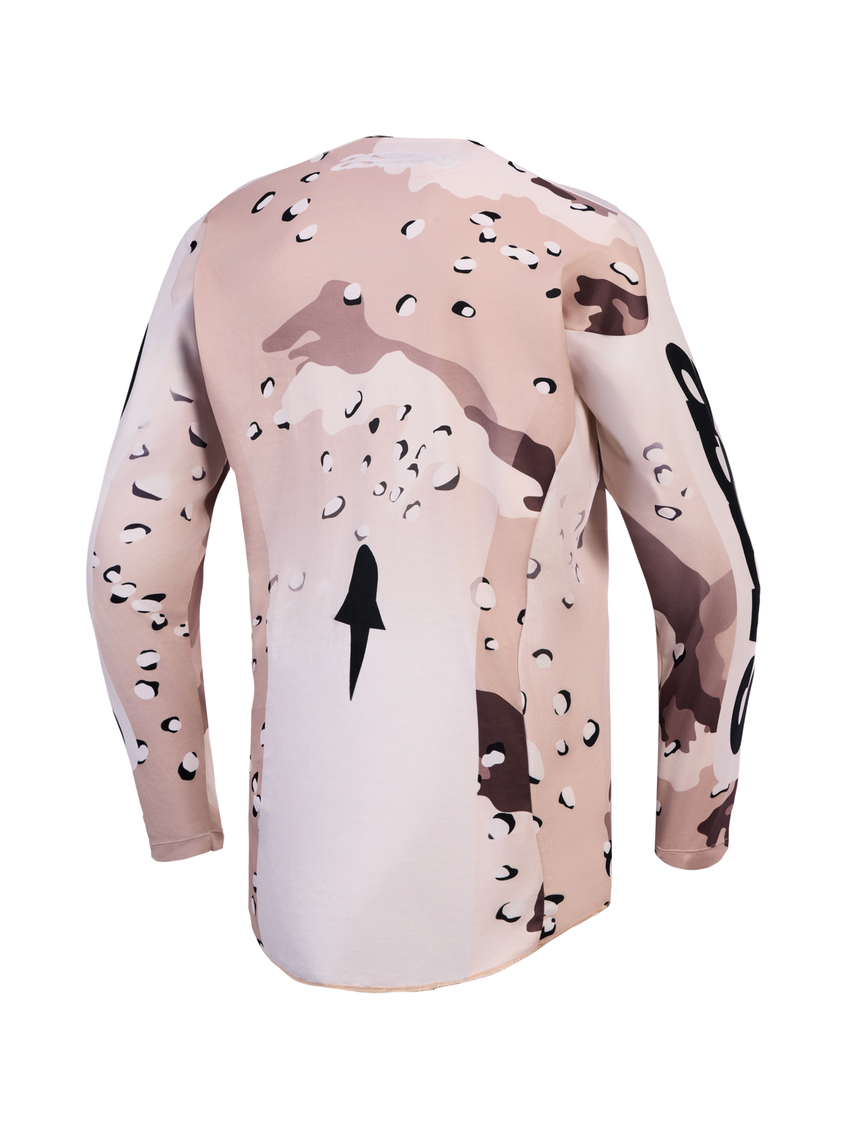 Alpinestars Maglia Racer Lone, maglia da motocross da uomo, desert camo e nero, vista posteriore con orlo allungato.