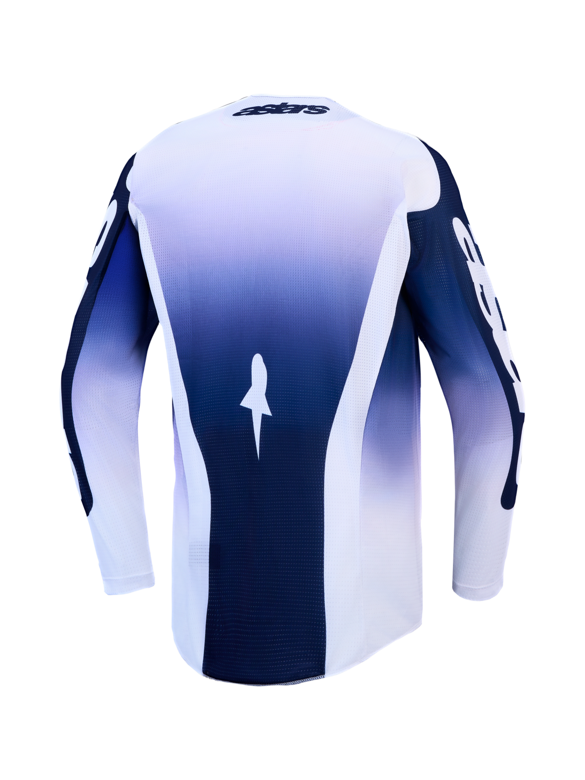 Alpinestars Maglia Racer Air Amber, maglia da motocross con sfumatura blu e bianca, costruzione in rete leggera e ventilata, vista posteriore