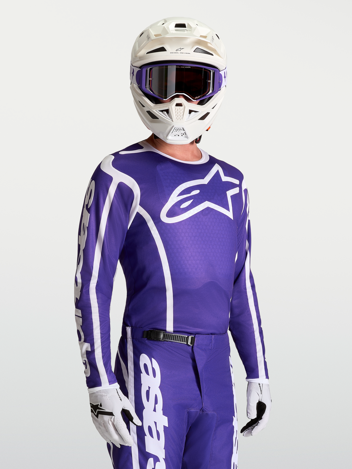 Alpinestars Maglia Fluid Apex V2, maglia da motocross da uomo, blu e bianca, in tessuto tecnico traspirante.